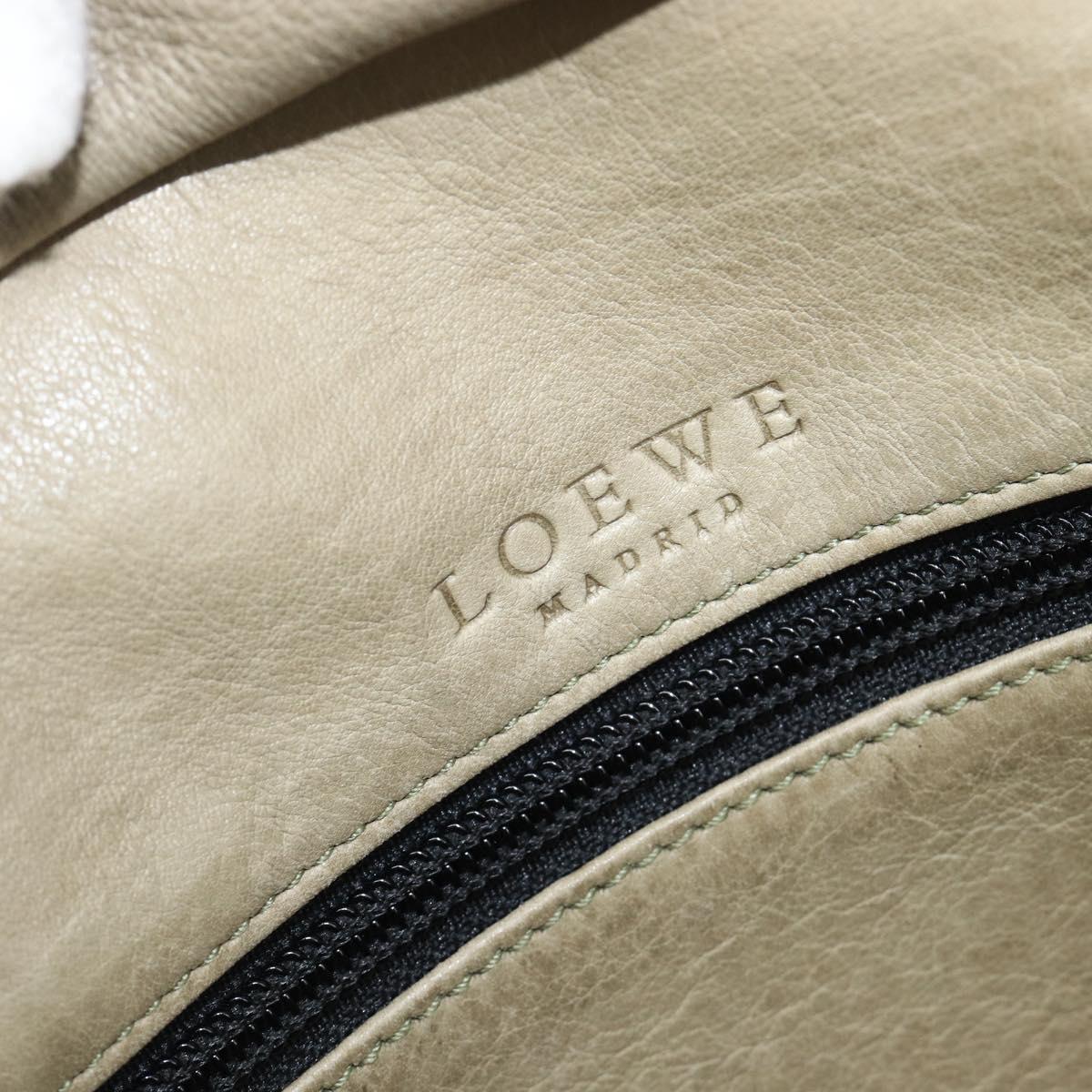 LOEWE Amazona 32 Hand Bag Suede Khaki Gold Tone Auth bs37068