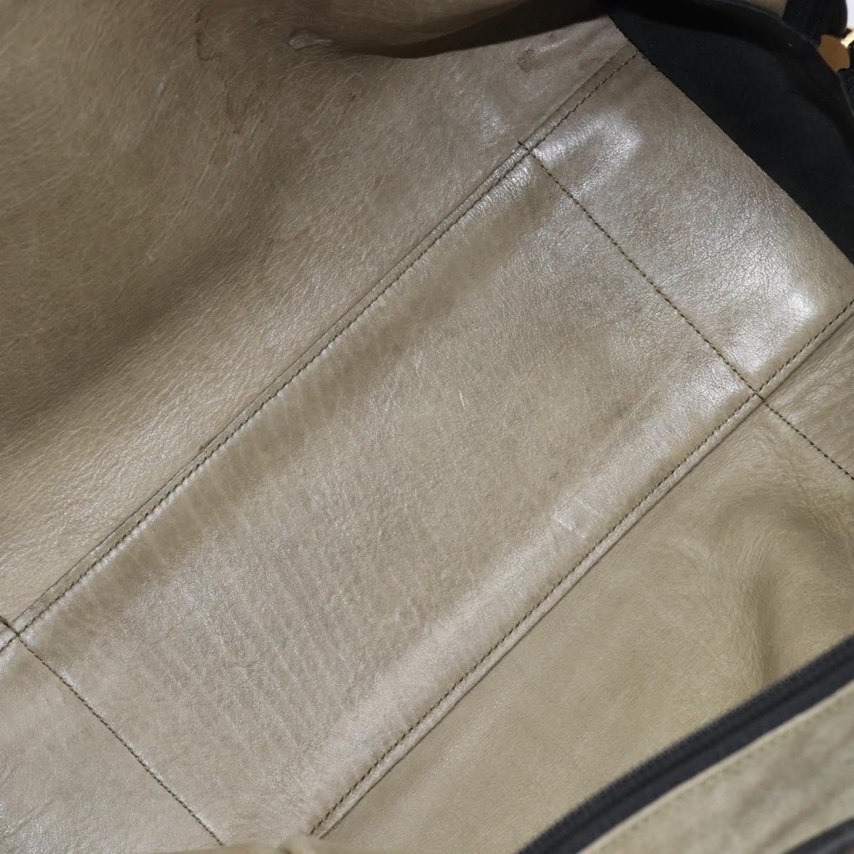 LOEWE Amazona 32 Hand Bag Suede Khaki Gold Tone Auth bs37068