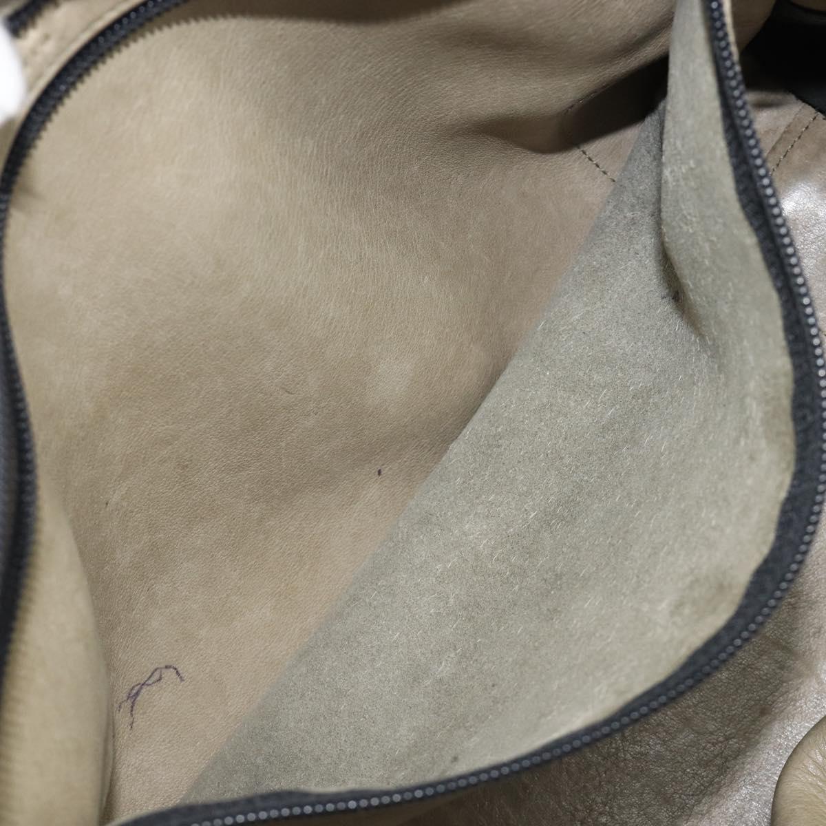 LOEWE Amazona 32 Hand Bag Suede Khaki Gold Tone Auth bs37068