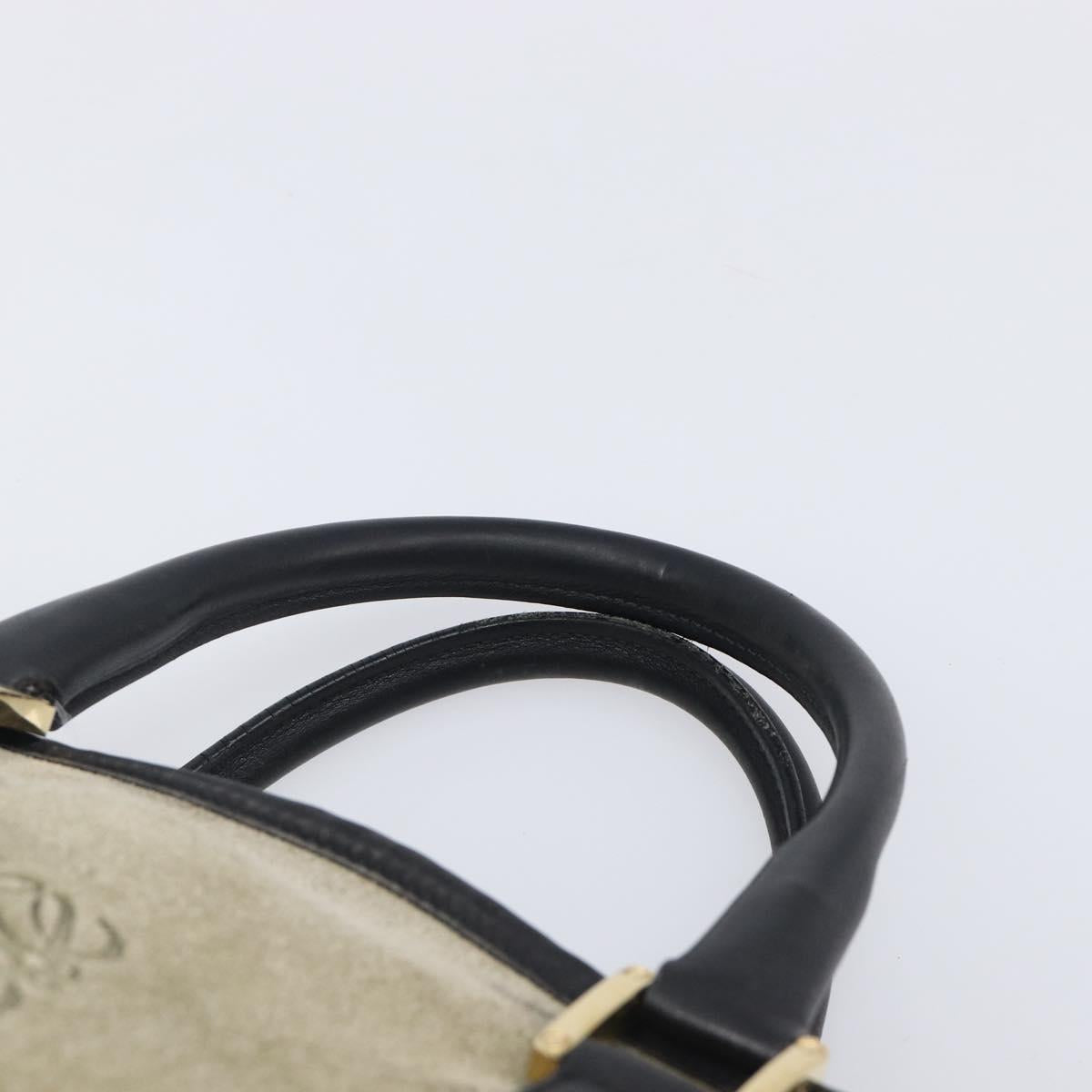 LOEWE Amazona 32 Hand Bag Suede Khaki Gold Tone Auth bs37068