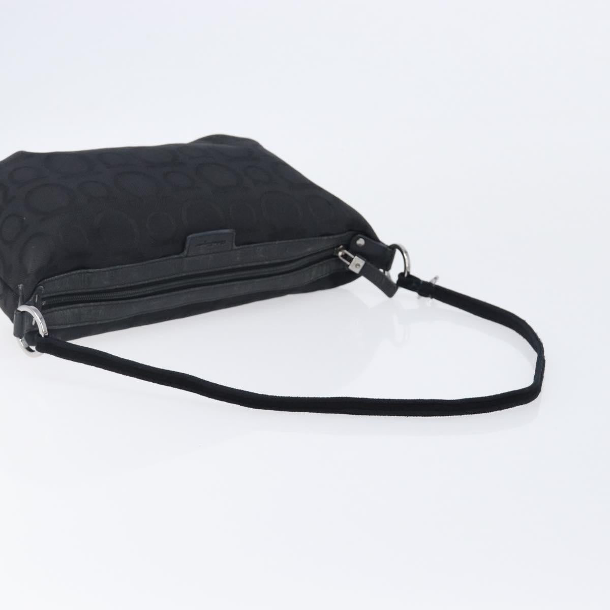 Salvatore Ferragamo Gancini Hand Bag Canvas Black Silver Auth bs37069