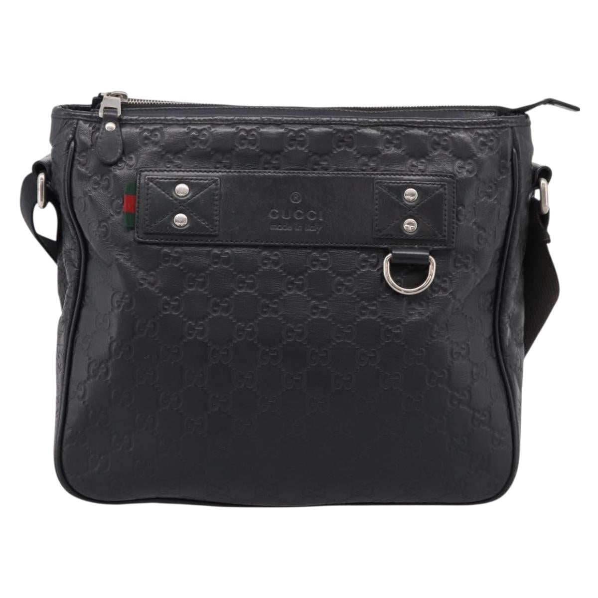GUCCI GuccissimaGG Shoulder Bag Leather Black Silver 322080 Auth bs37071