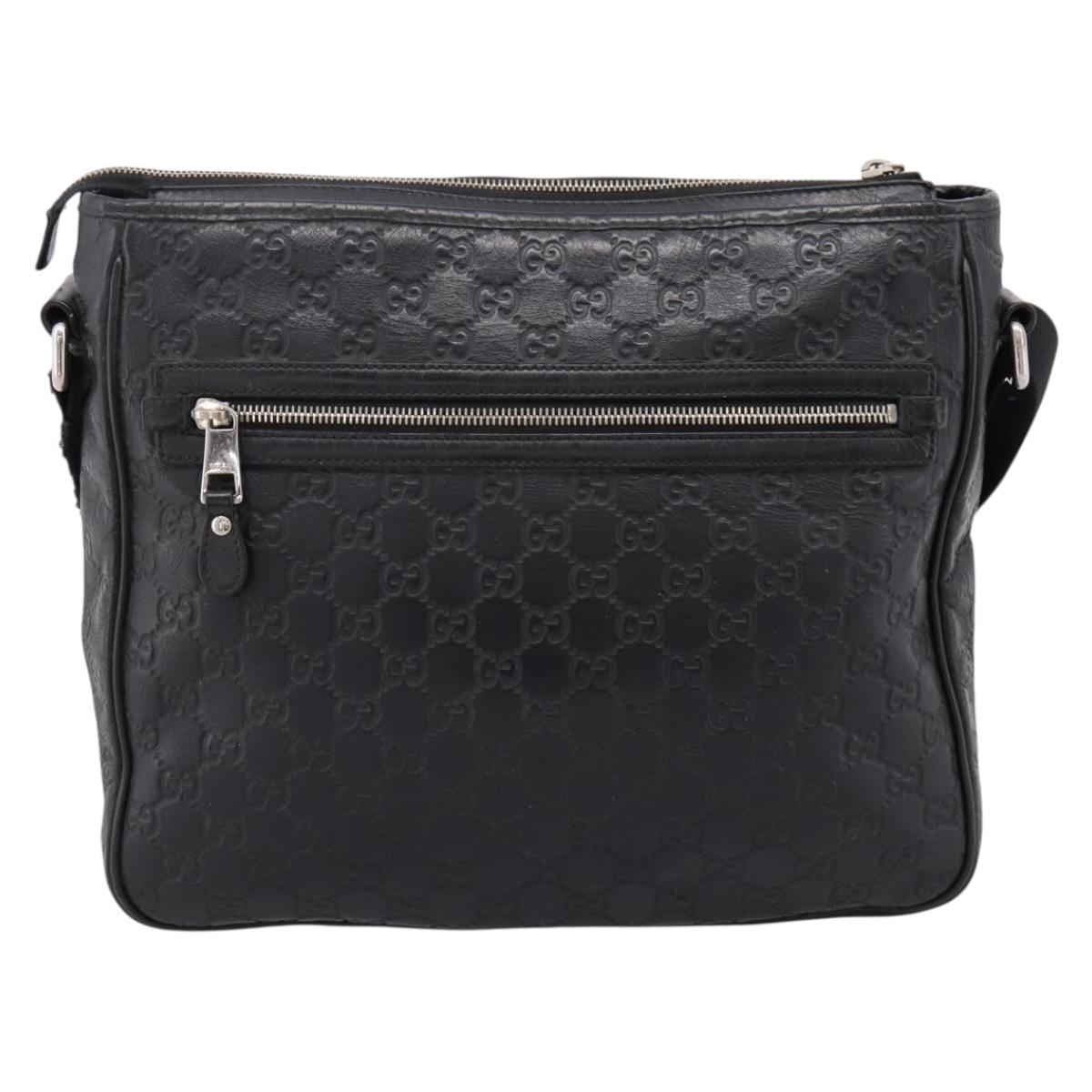 GUCCI GuccissimaGG Shoulder Bag Leather Black Silver 322080 Auth bs37071
