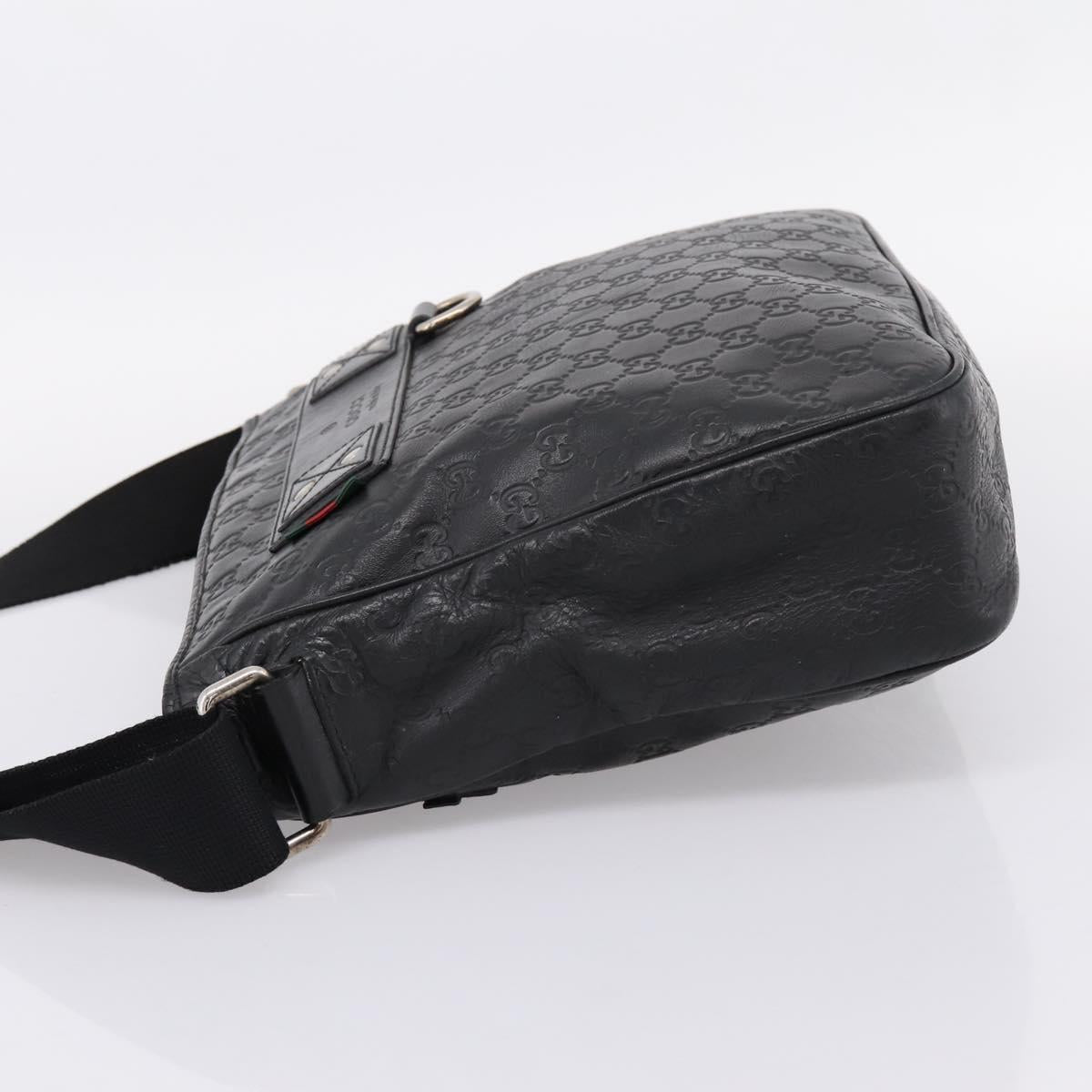 GUCCI GuccissimaGG Shoulder Bag Leather Black Silver 322080 Auth bs37071