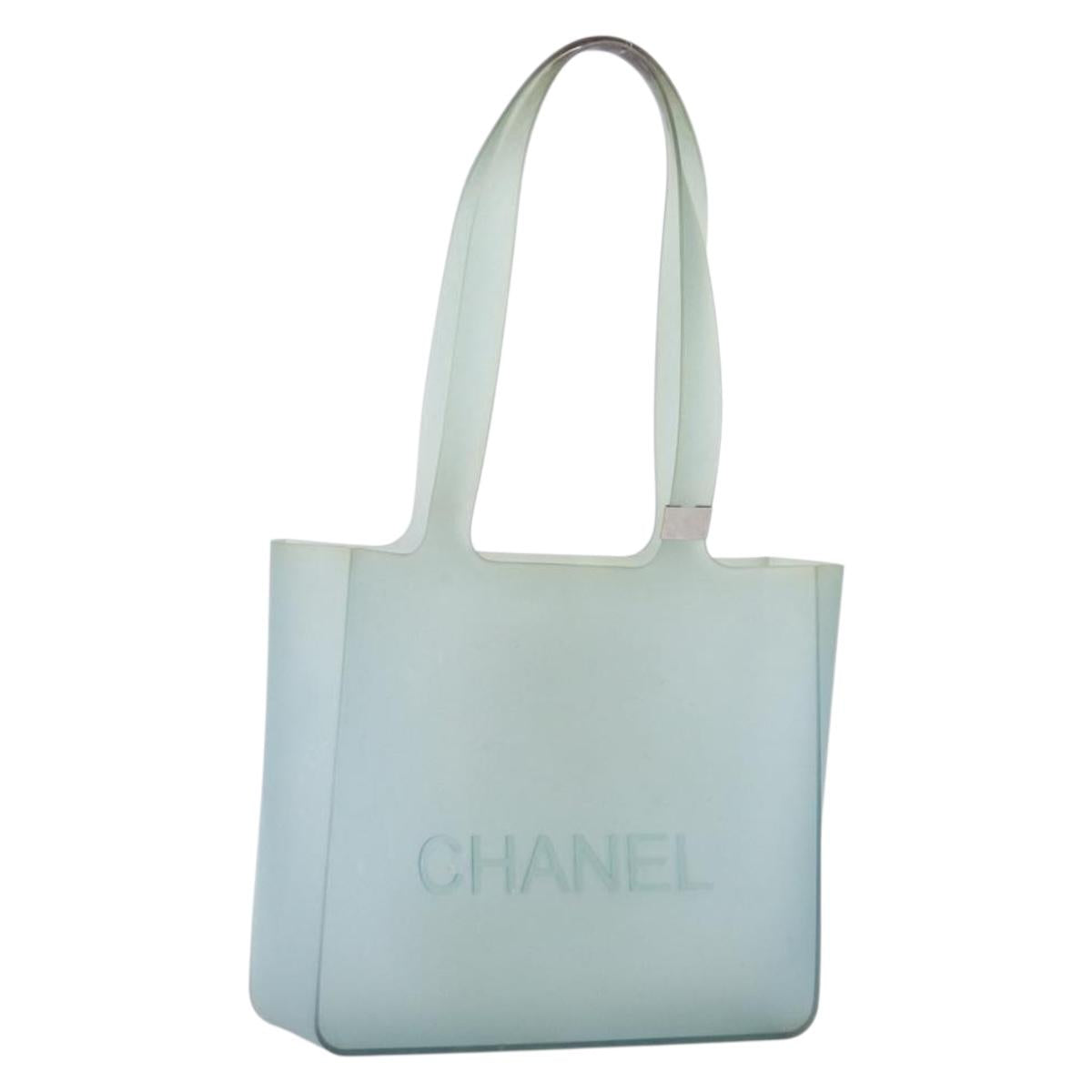CHANEL Tote Bag Rubber Green Silver CC Auth bs37074