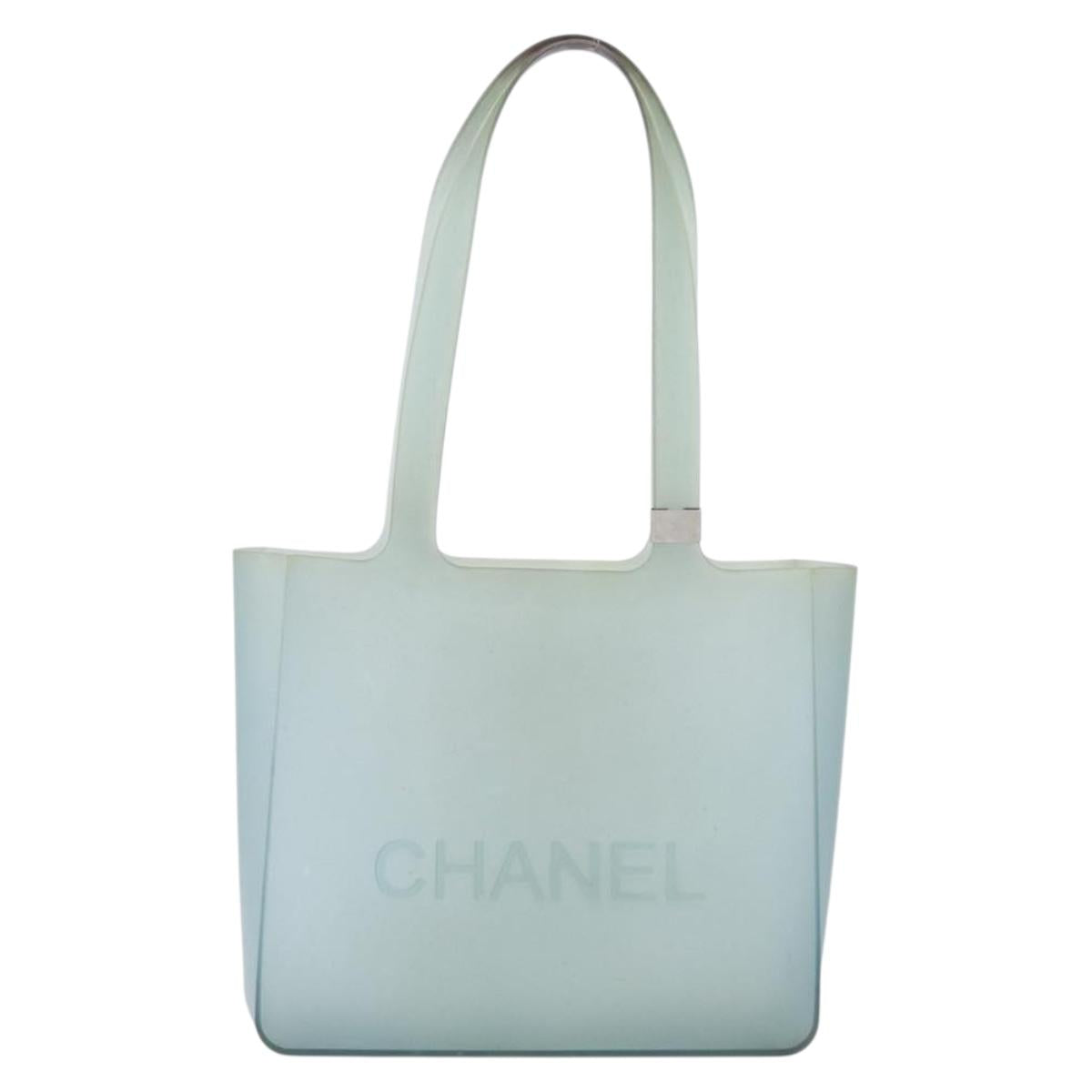CHANEL Tote Bag Rubber Green Silver CC Auth bs37074