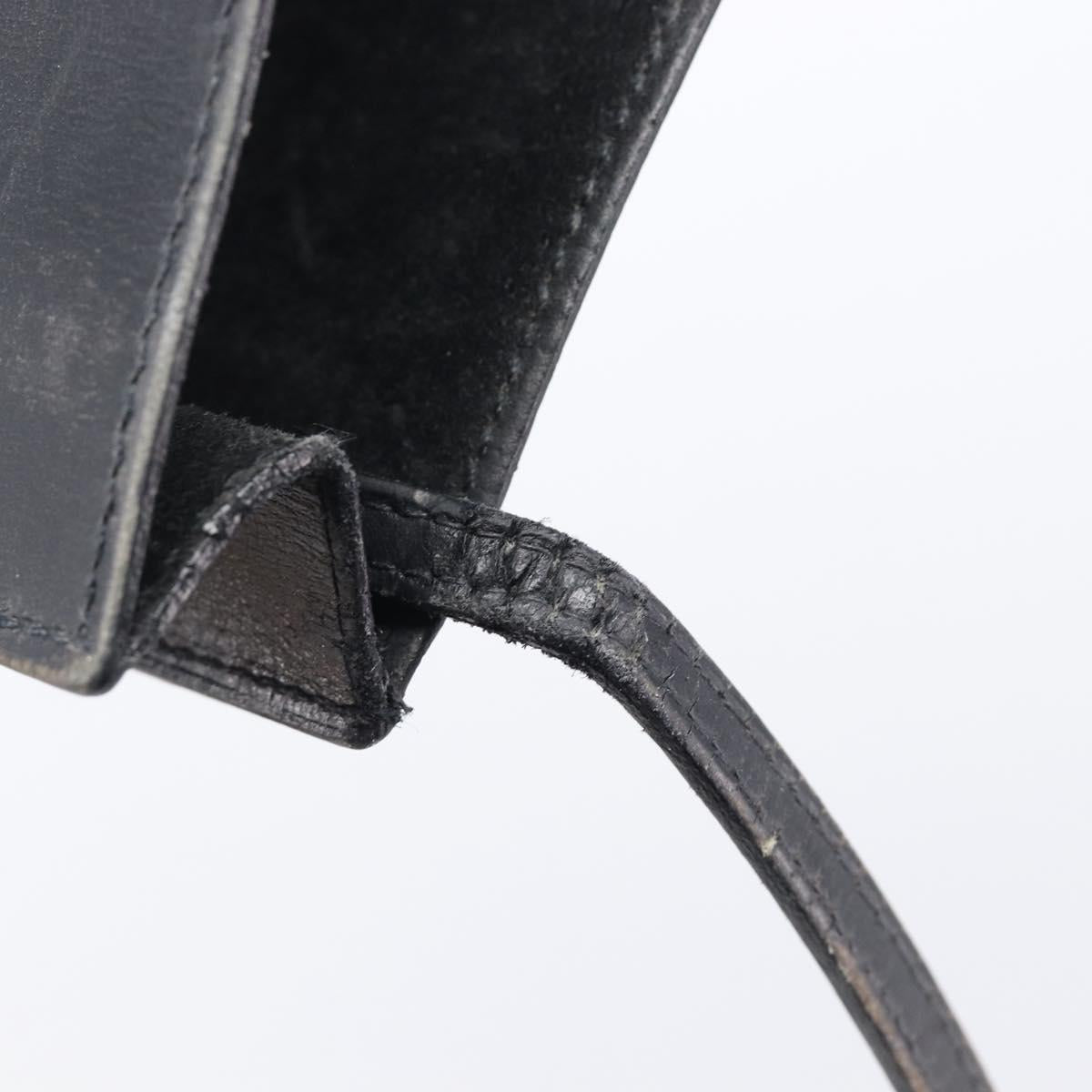 HERMES Omenitu Shoulder Bag Leather Black Auth bs37075
