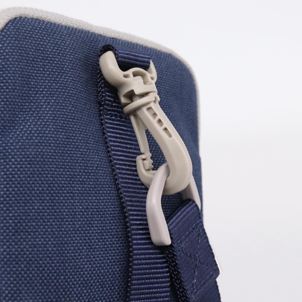 LOEWE Shoulder Pouch Canvas Blue Silver Auth bs37076V