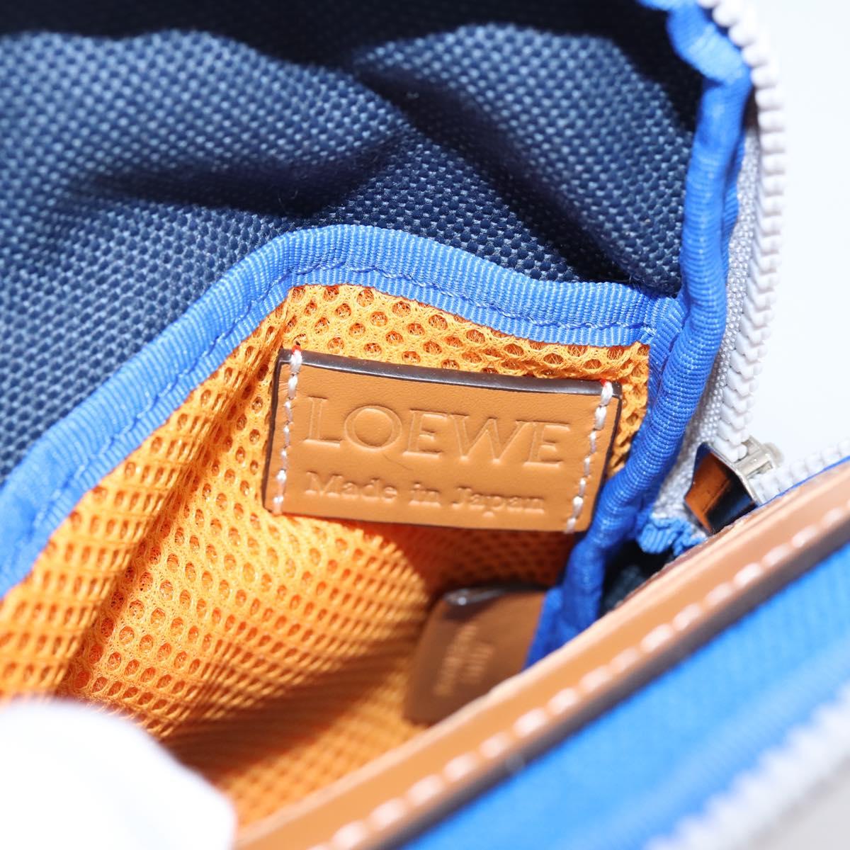 LOEWE Shoulder Pouch Canvas Blue Silver Auth bs37076V