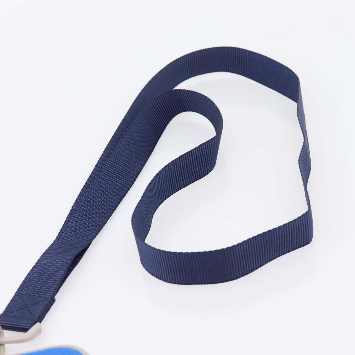 LOEWE Shoulder Pouch Canvas Blue Silver Auth bs37076V