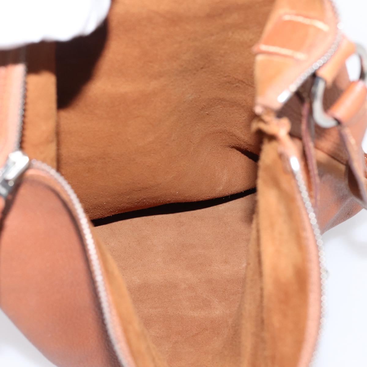 HERMES Shoulder Bag Leather Brown Silver Auth bs37078