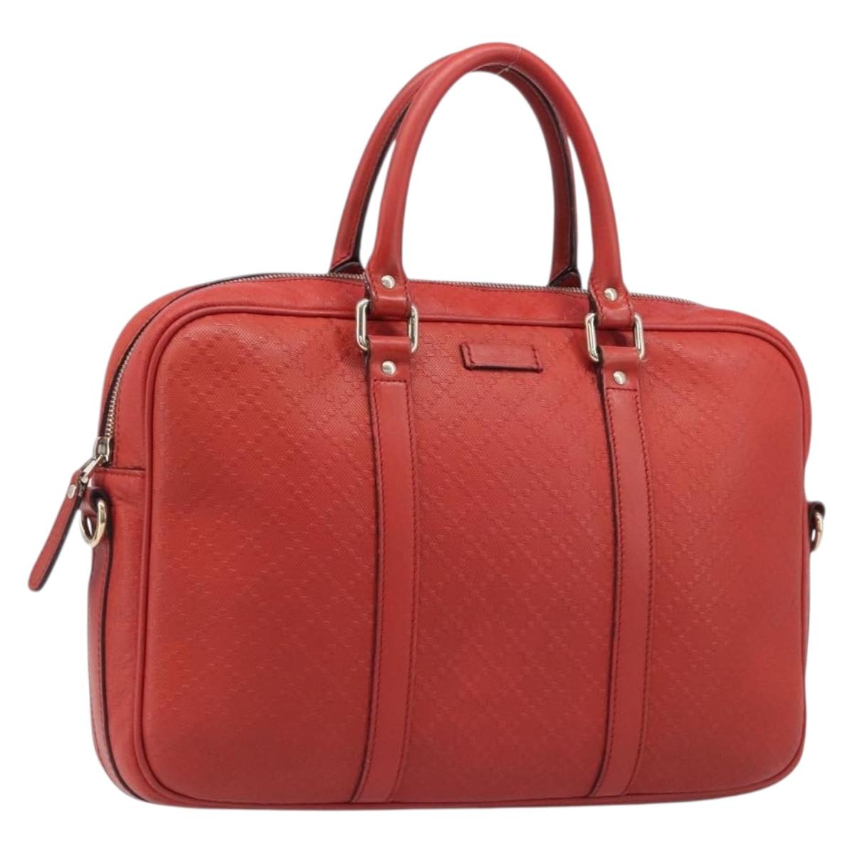 GUCCI Diamante Business Bag PVC Leather Red Gold Tone 344357 Auth bs37080