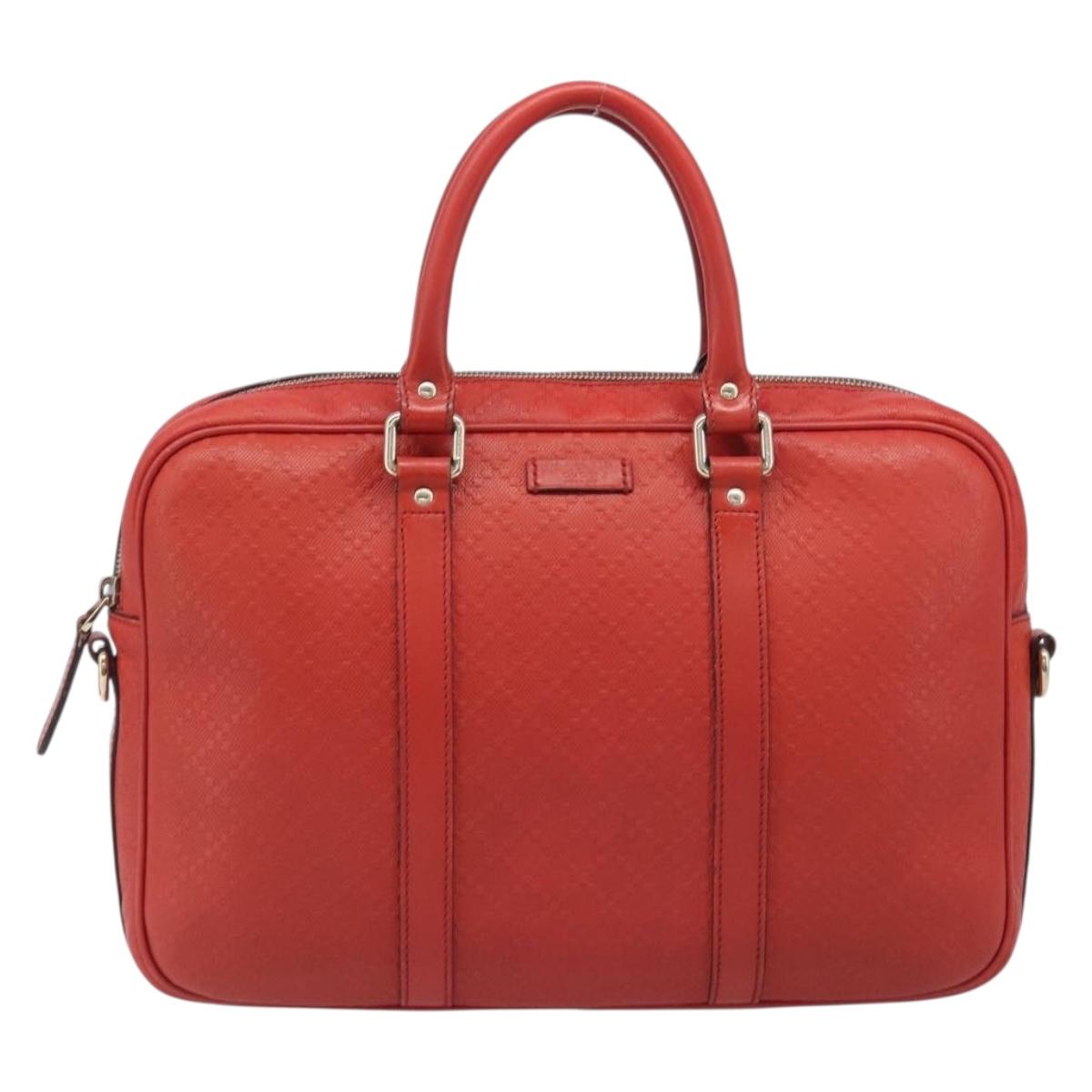 GUCCI Diamante Business Bag PVC Leather Red Gold Tone 344357 Auth bs37080