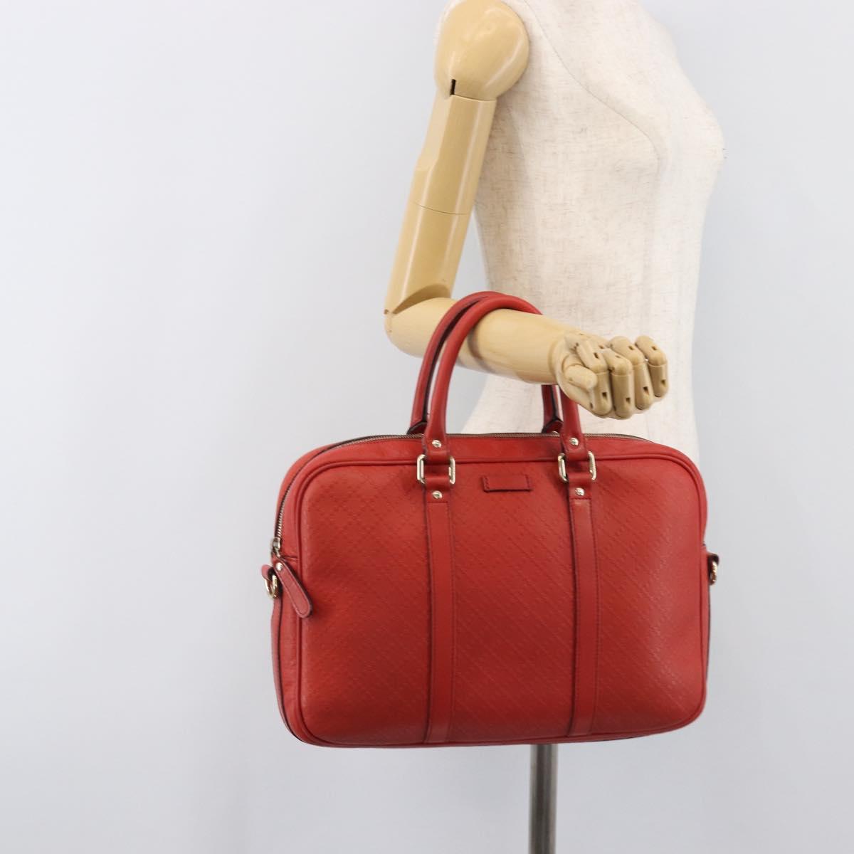 GUCCI Diamante Business Bag PVC Leather Red Gold Tone 344357 Auth bs37080