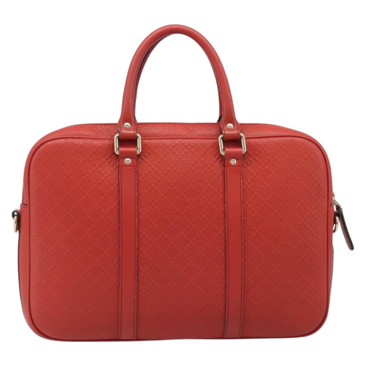 GUCCI Diamante Business Bag PVC Leather Red Gold Tone 344357 Auth bs37080