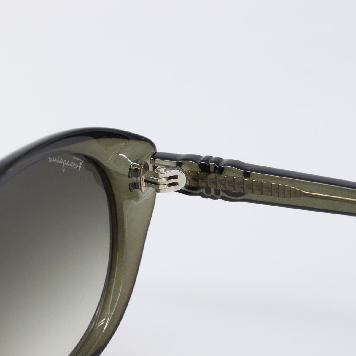 Salvatore Ferragamo Gancini Sunglasses Plastic Khaki Silver Auth bs37082