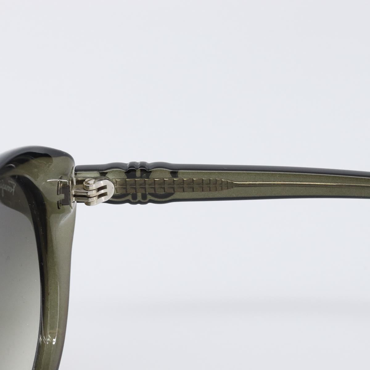 Salvatore Ferragamo Gancini Sunglasses Plastic Khaki Silver Auth bs37082