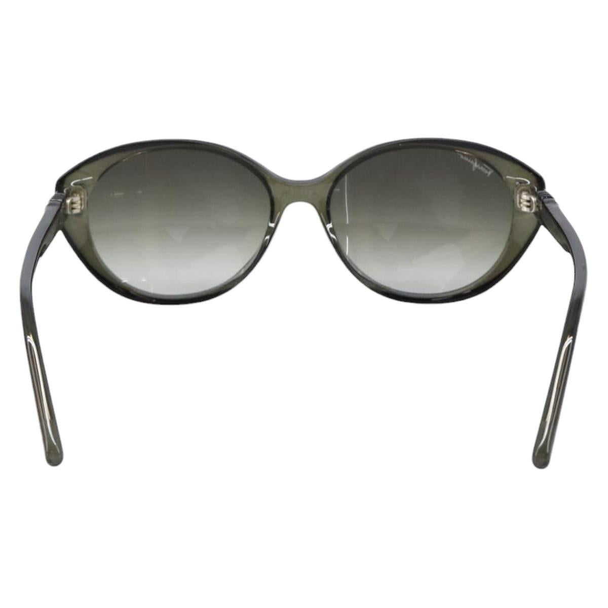 Salvatore Ferragamo Gancini Sunglasses Plastic Khaki Silver Auth bs37082