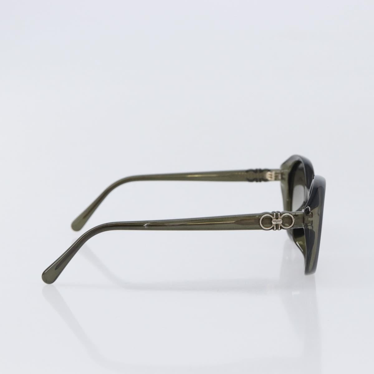 Salvatore Ferragamo Gancini Sunglasses Plastic Khaki Silver Auth bs37082
