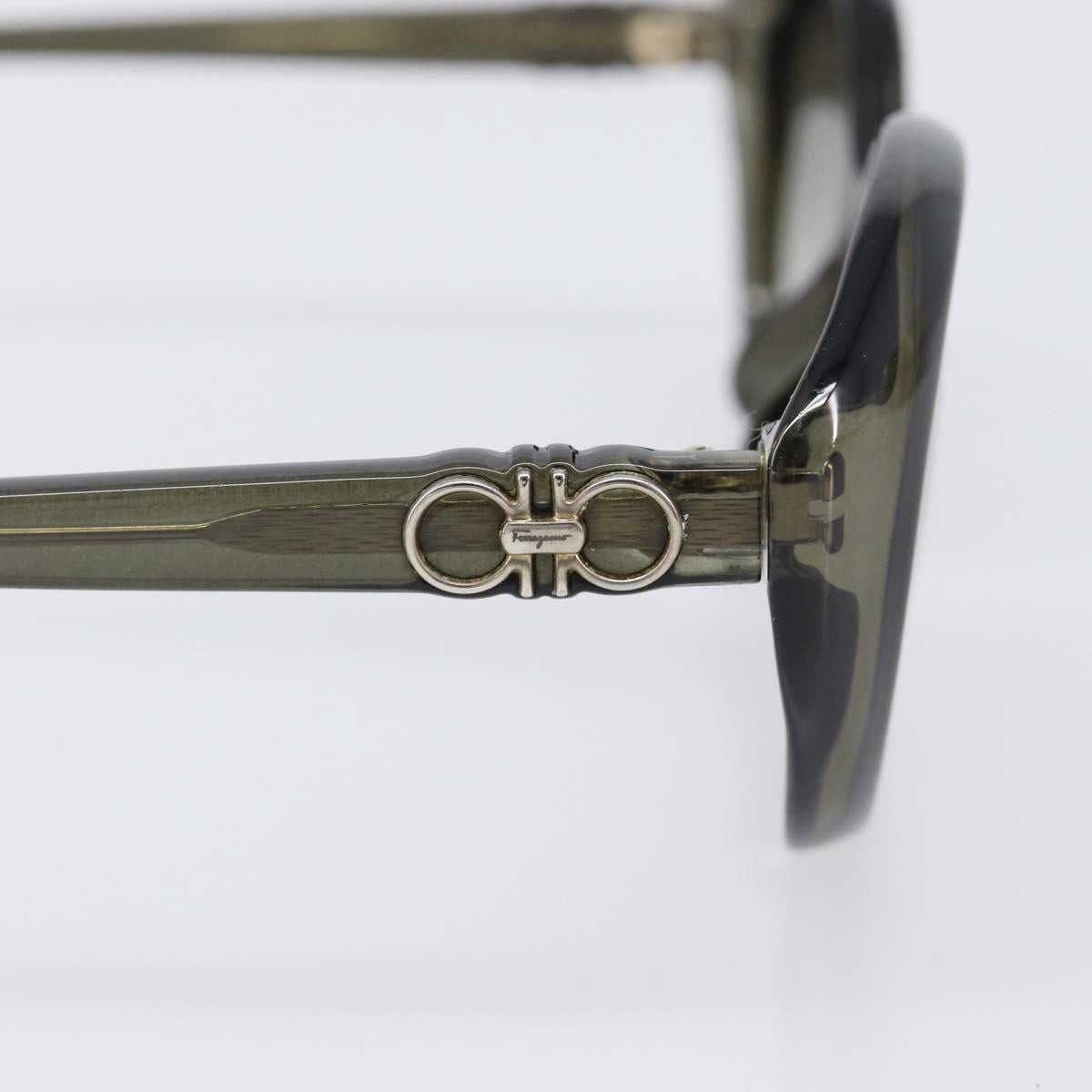 Salvatore Ferragamo Gancini Sunglasses Plastic Khaki Silver Auth bs37082