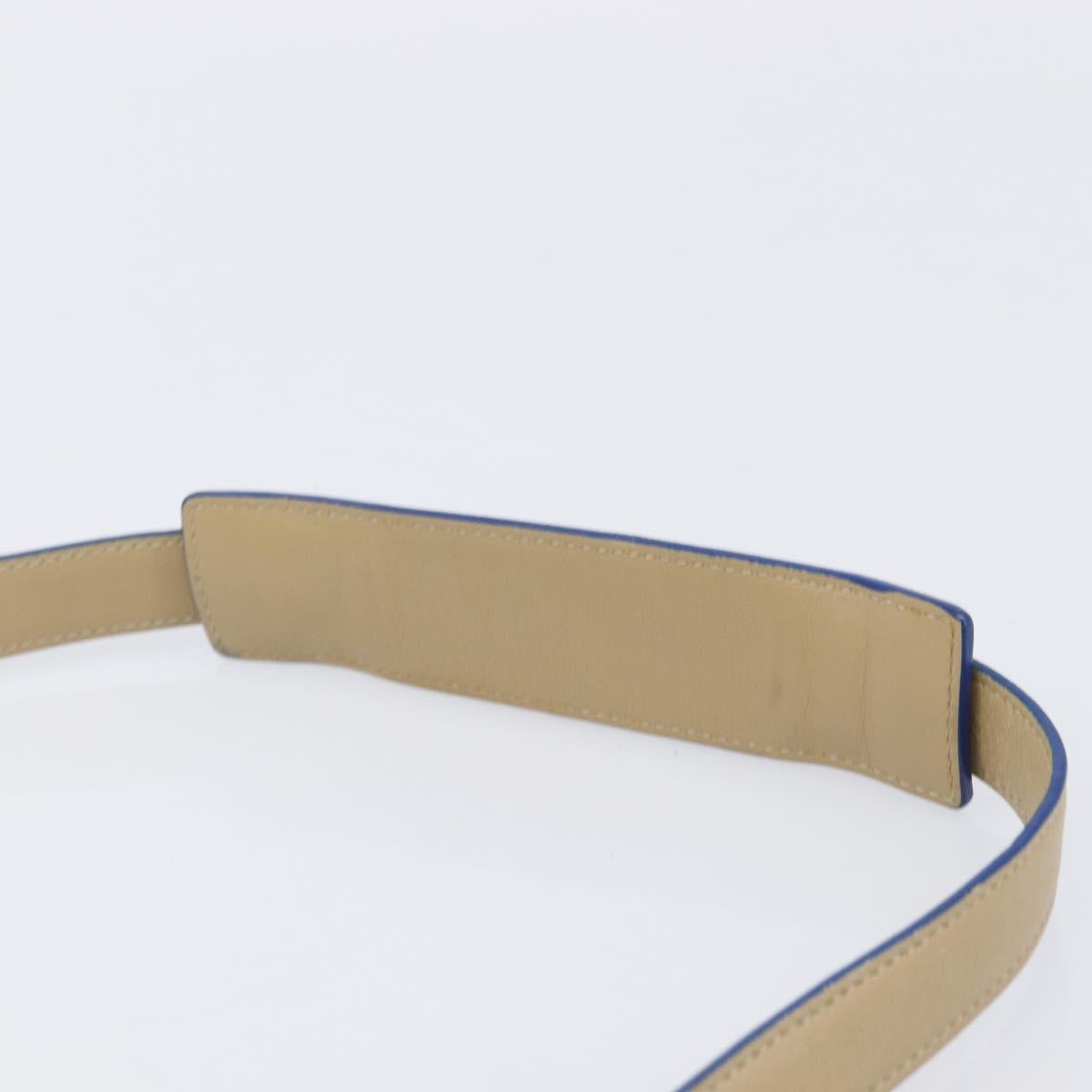 CELINE Trapeze Small Hand Bag Leather 2way Beige Blue Auth bs37085A