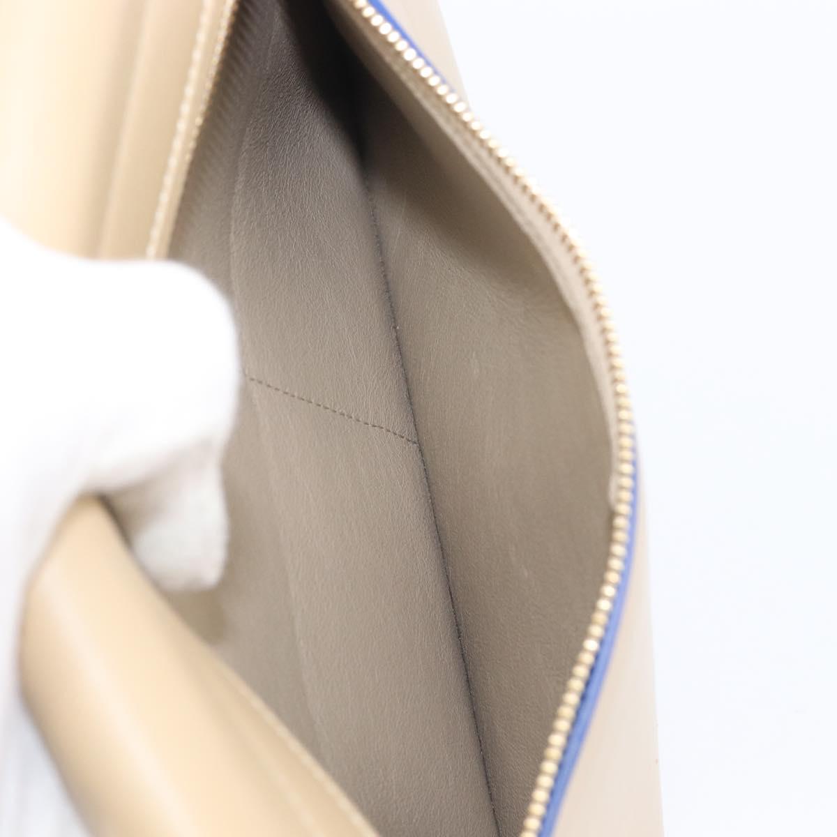 CELINE Trapeze Small Hand Bag Leather 2way Beige Blue Auth bs37085A