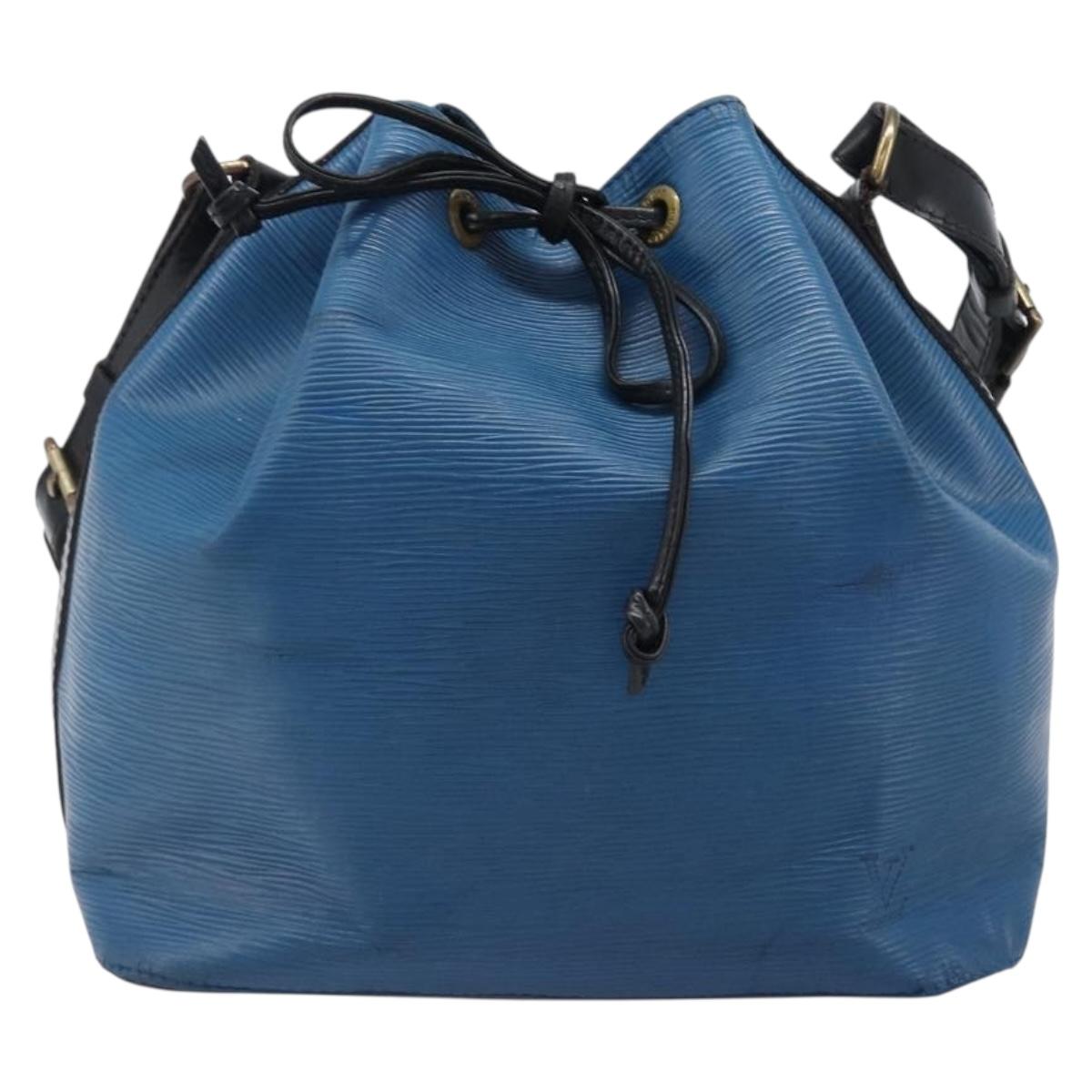 LOUIS VUITTON Epi Petit Noe Shoulder Bag Bicolor Blue Black M44152 Auth bs37093