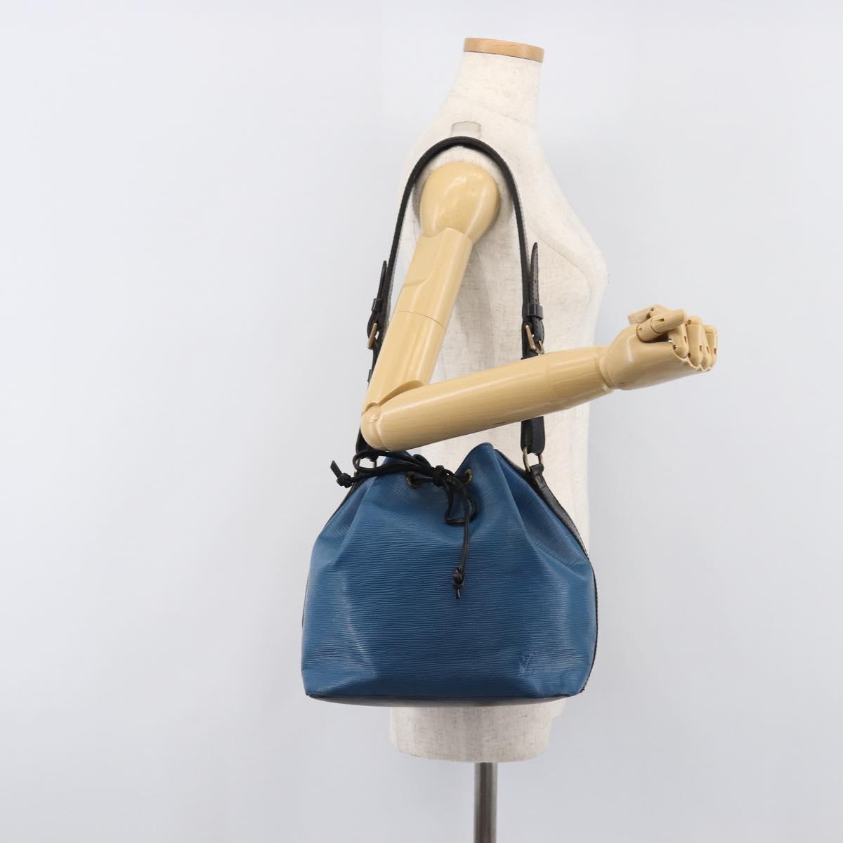 LOUIS VUITTON Epi Petit Noe Shoulder Bag Bicolor Blue Black M44152 Auth bs37093