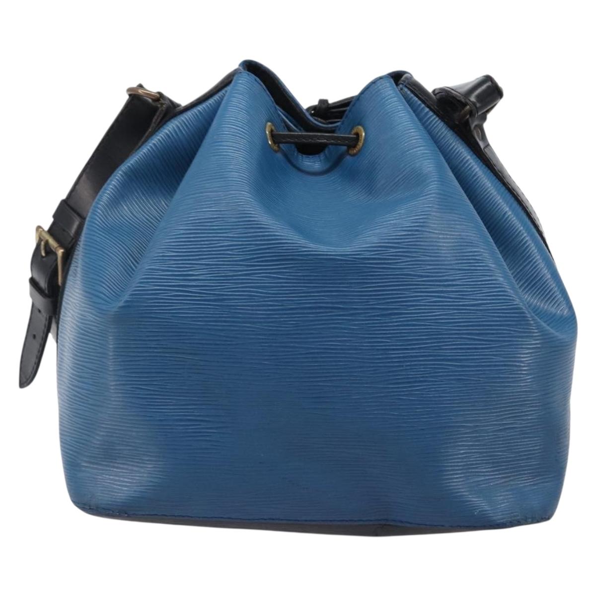 LOUIS VUITTON Epi Petit Noe Shoulder Bag Bicolor Blue Black M44152 Auth bs37093