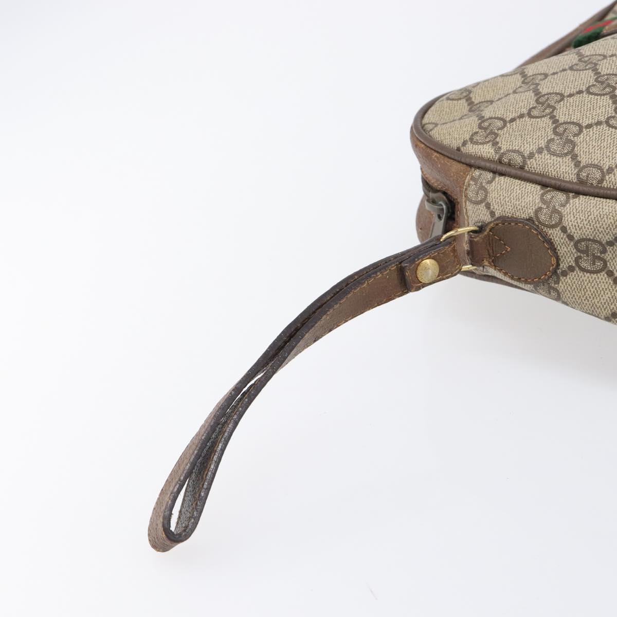 GUCCI GG Supreme Web Sherry Line Clutch Bag PVC Beige 89 01 034 Auth bs37095