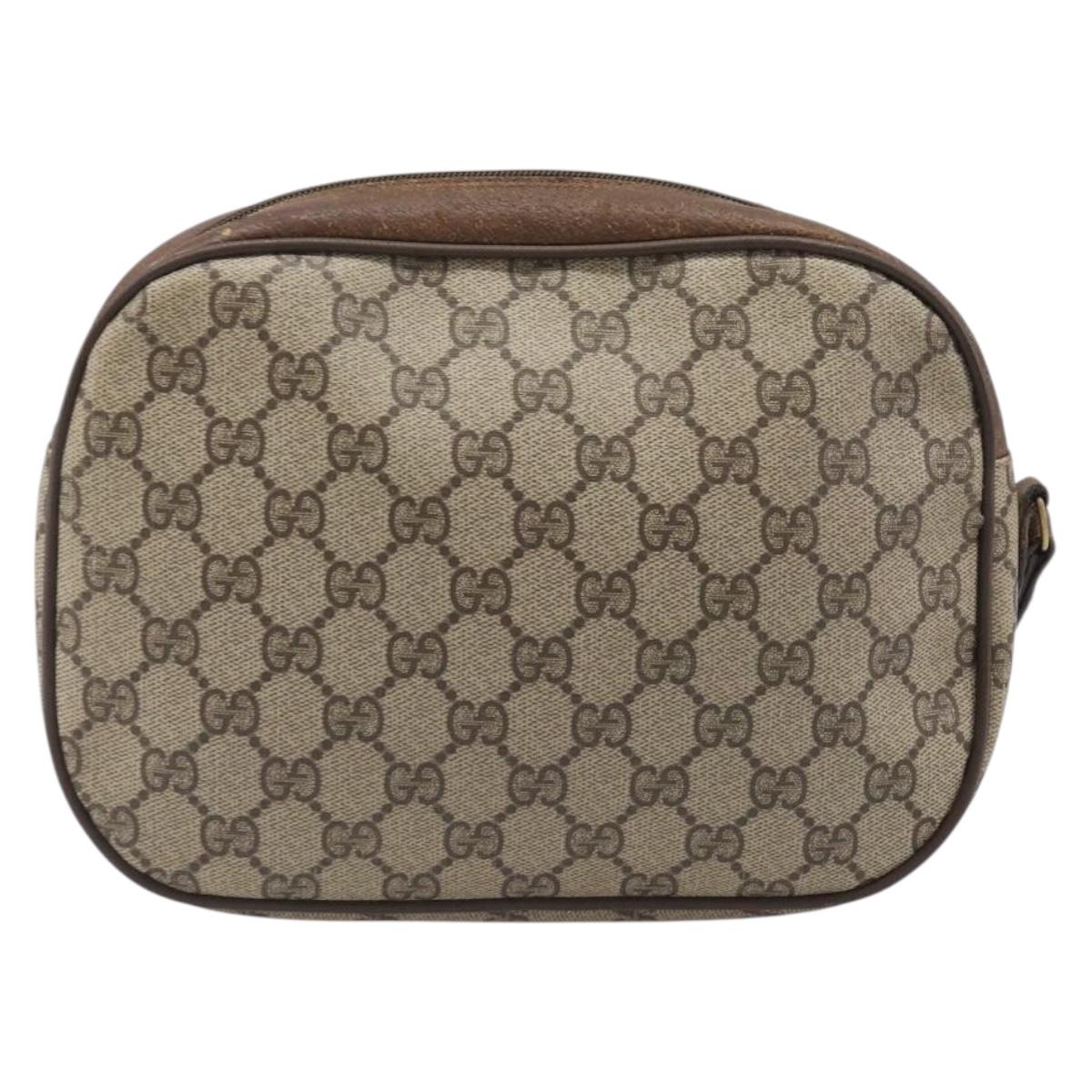 GUCCI GG Supreme Web Sherry Line Clutch Bag PVC Beige 89 01 034 Auth bs37095
