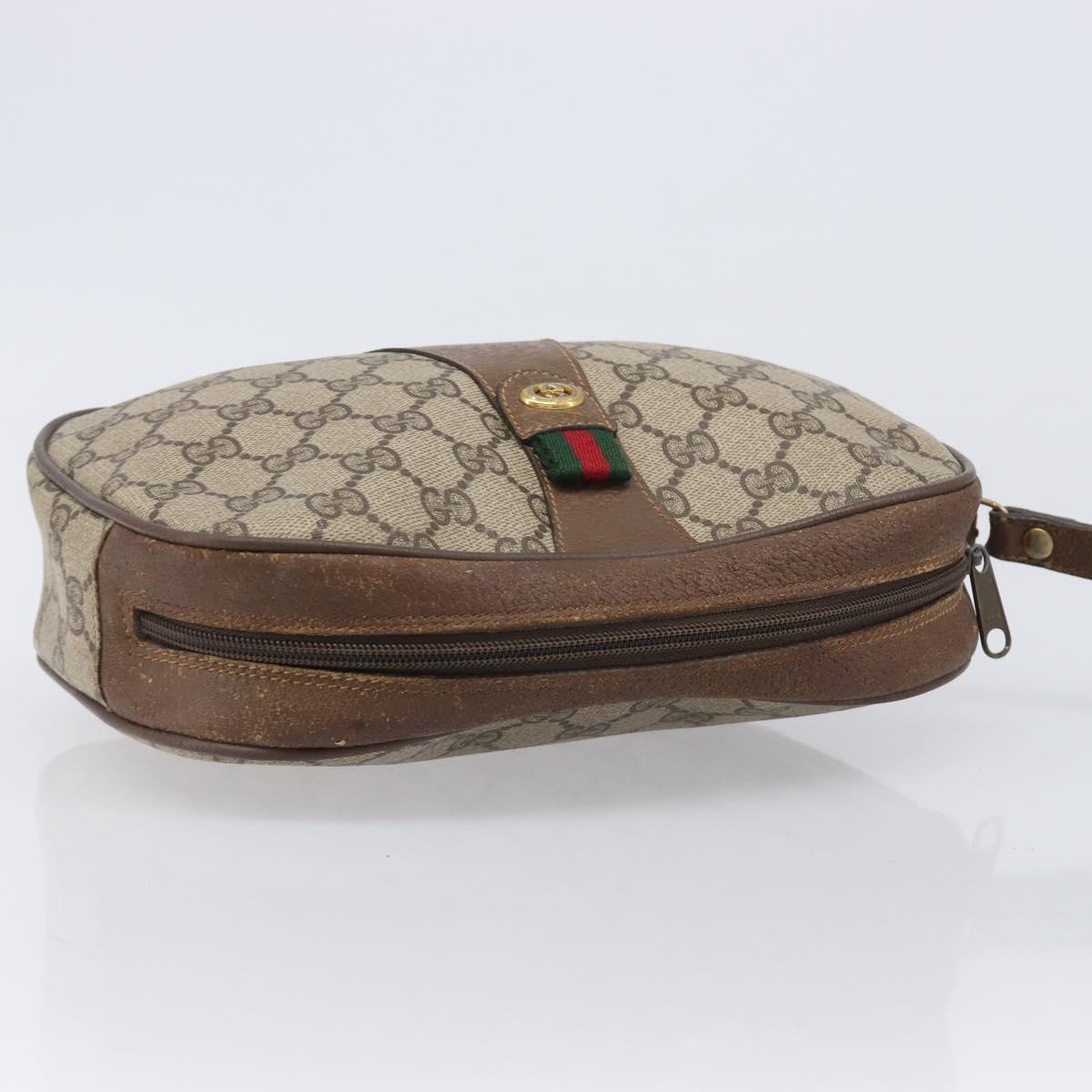 GUCCI GG Supreme Web Sherry Line Clutch Bag PVC Beige 89 01 034 Auth bs37095