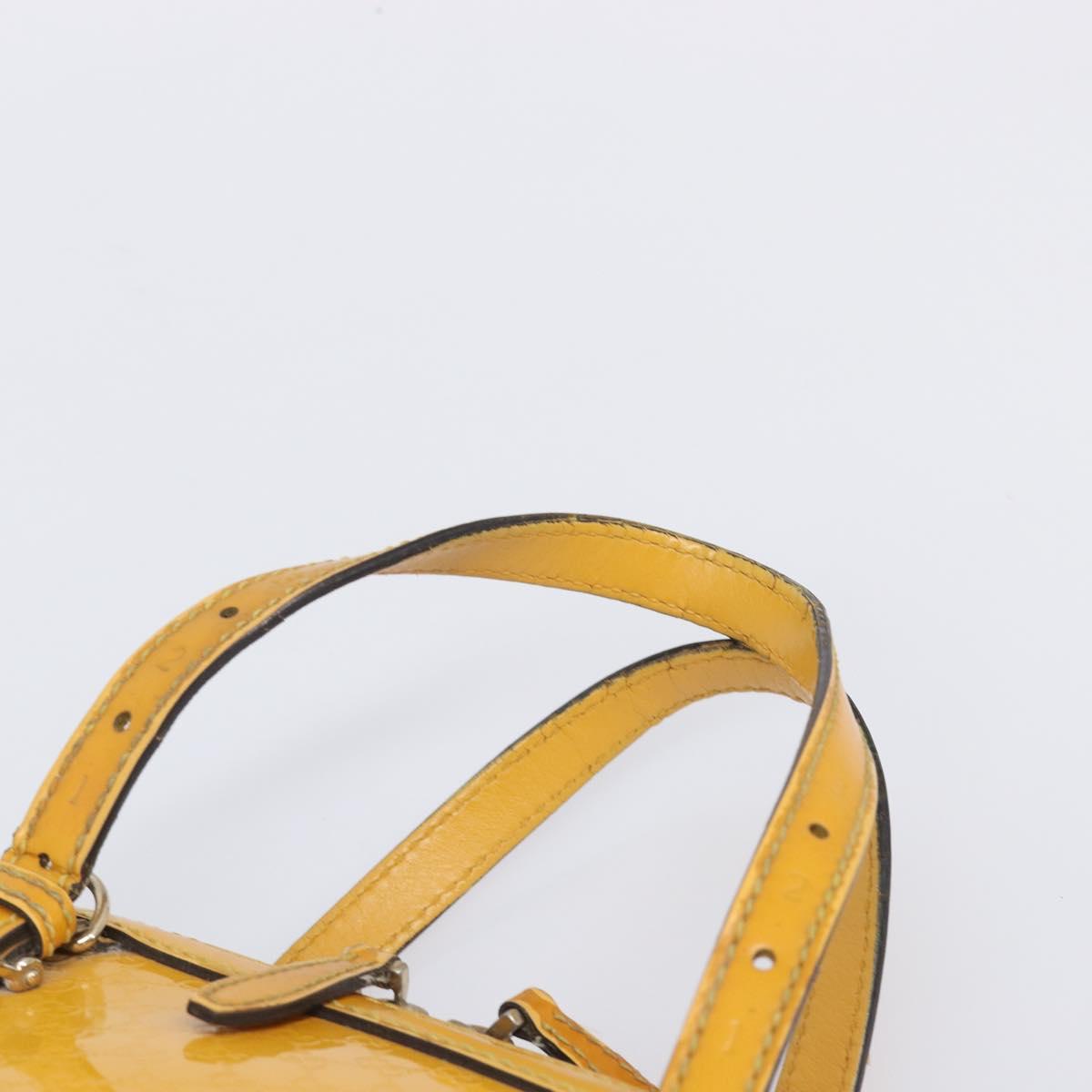 GUCCI Micro GG Hand Bag Patent 2way Yellow Gold Tone 809617 Auth bs37096