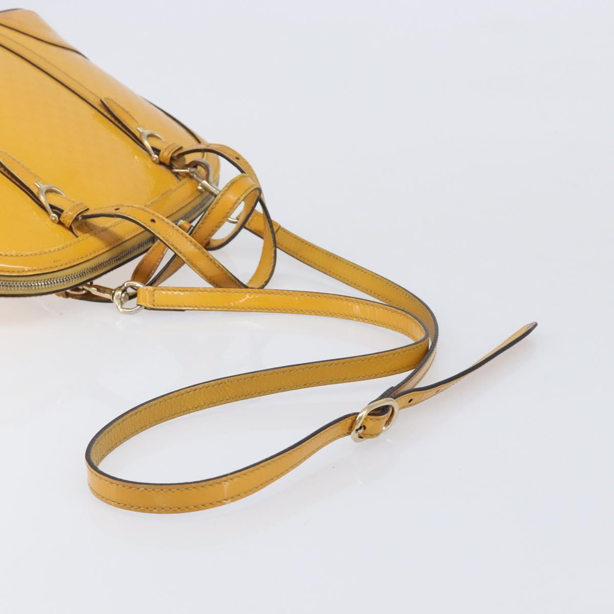 GUCCI Micro GG Hand Bag Patent 2way Yellow Gold Tone 809617 Auth bs37096
