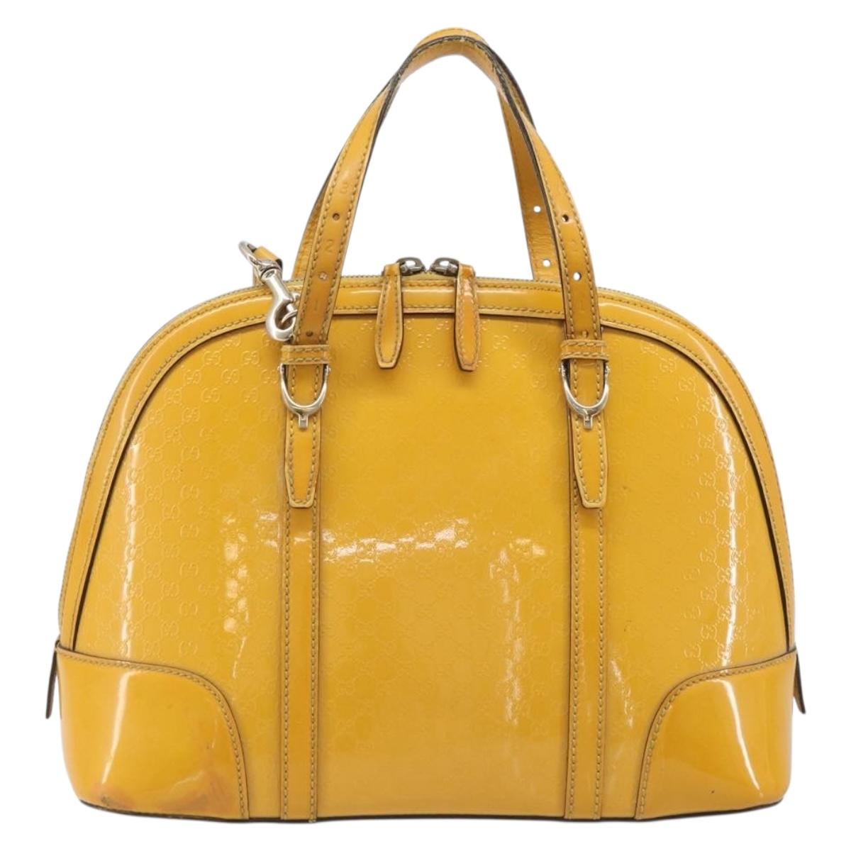GUCCI Micro GG Hand Bag Patent 2way Yellow Gold Tone 809617 Auth bs37096