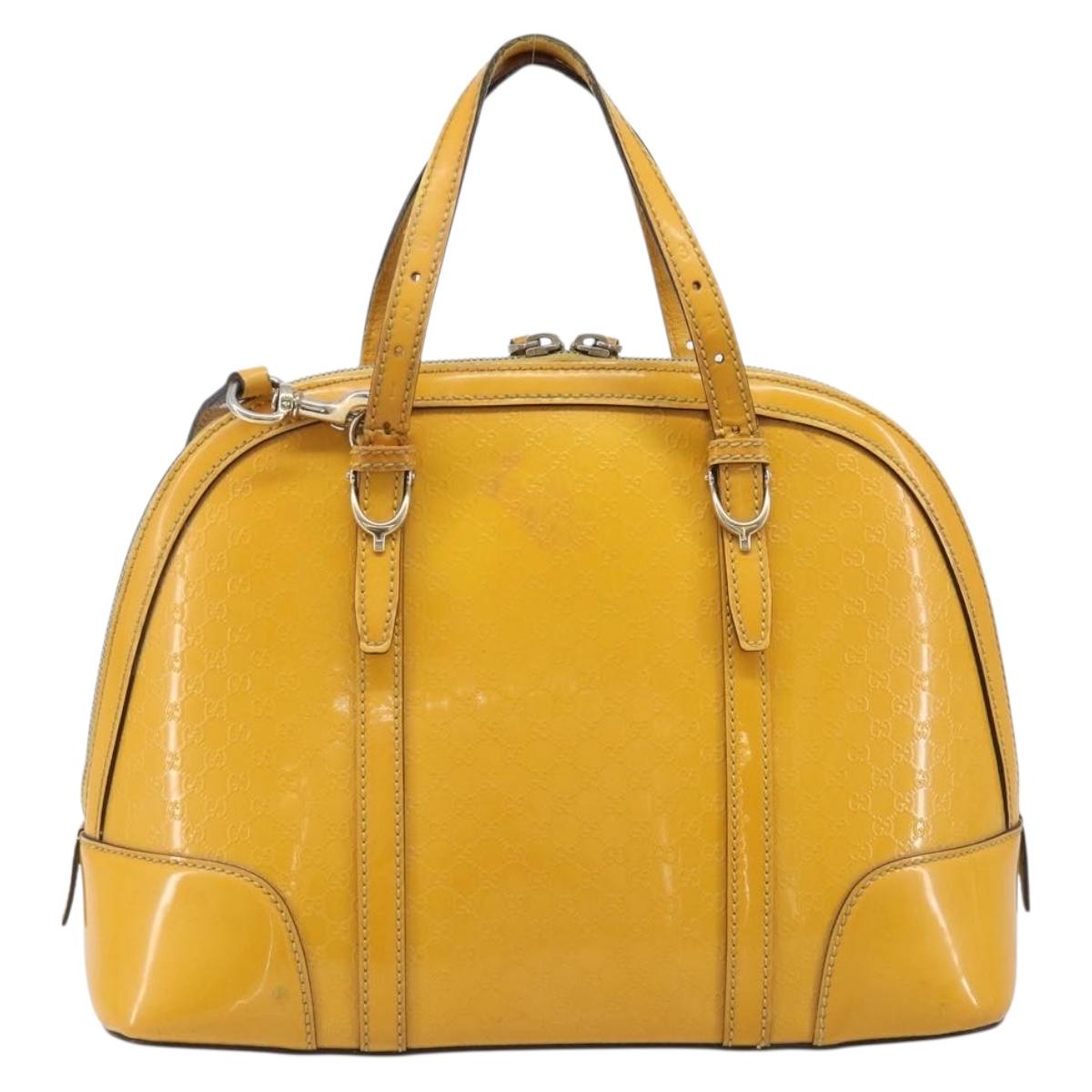 GUCCI Micro GG Hand Bag Patent 2way Yellow Gold Tone 809617 Auth bs37096