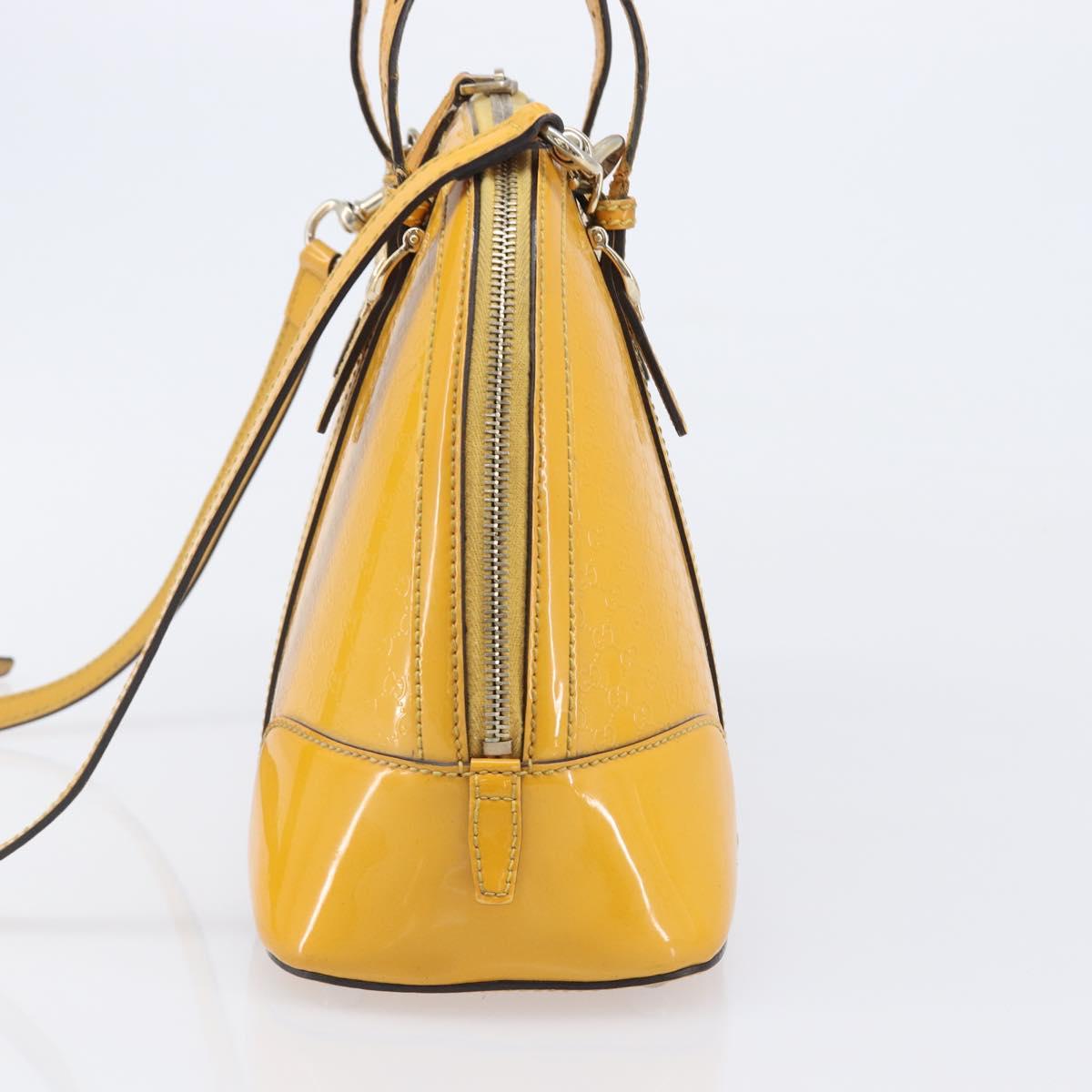 GUCCI Micro GG Hand Bag Patent 2way Yellow Gold Tone 809617 Auth bs37096