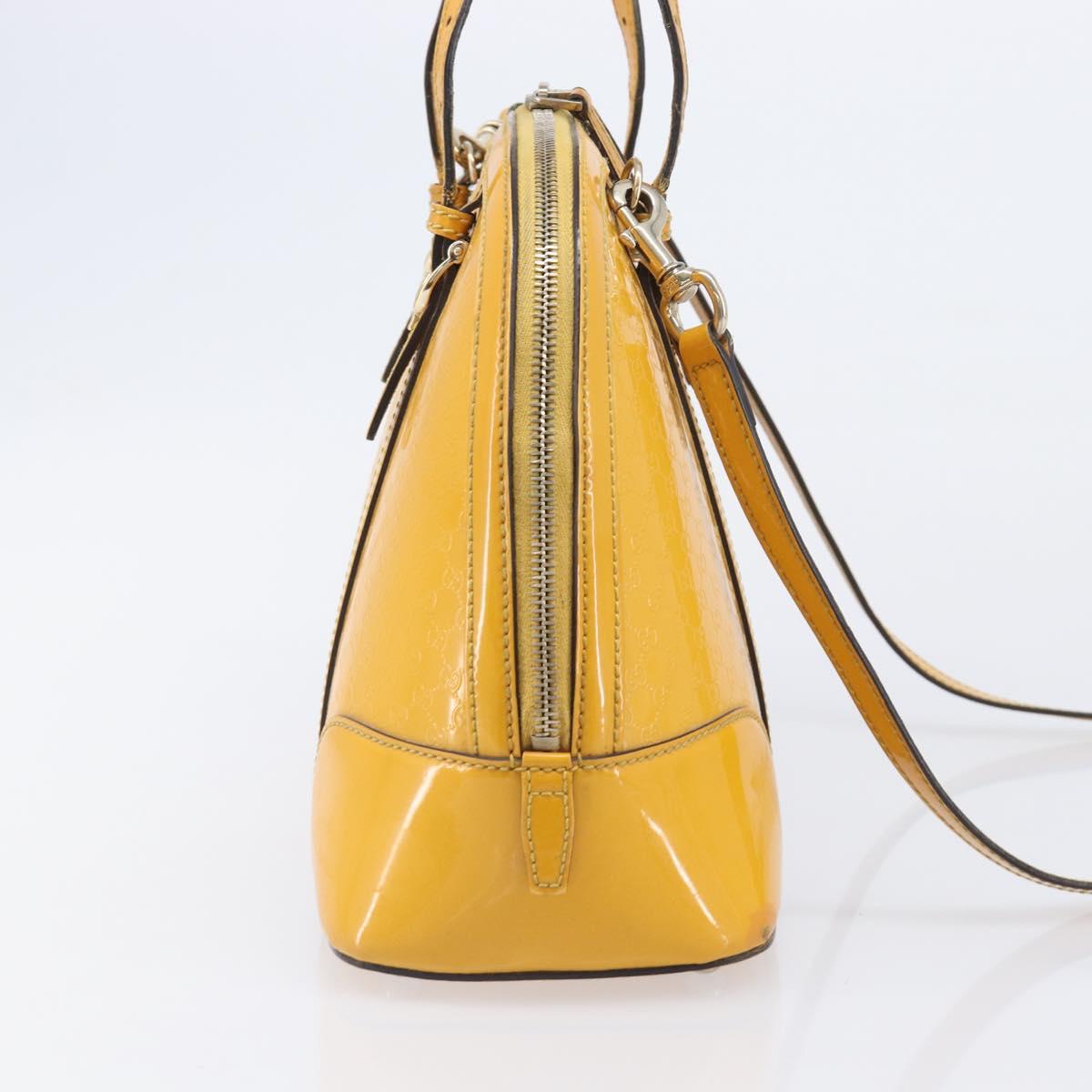 GUCCI Micro GG Hand Bag Patent 2way Yellow Gold Tone 809617 Auth bs37096
