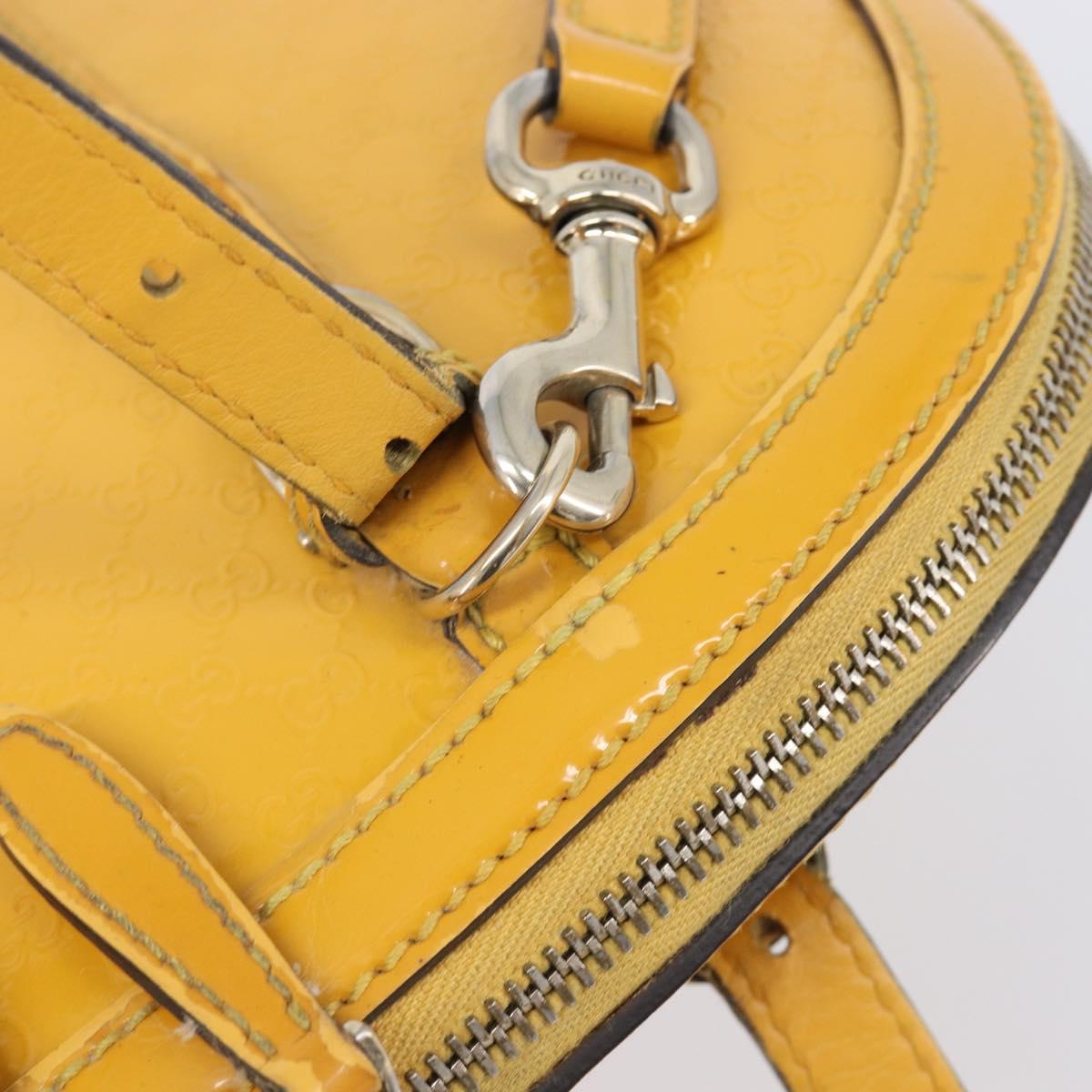 GUCCI Micro GG Hand Bag Patent 2way Yellow Gold Tone 809617 Auth bs37096