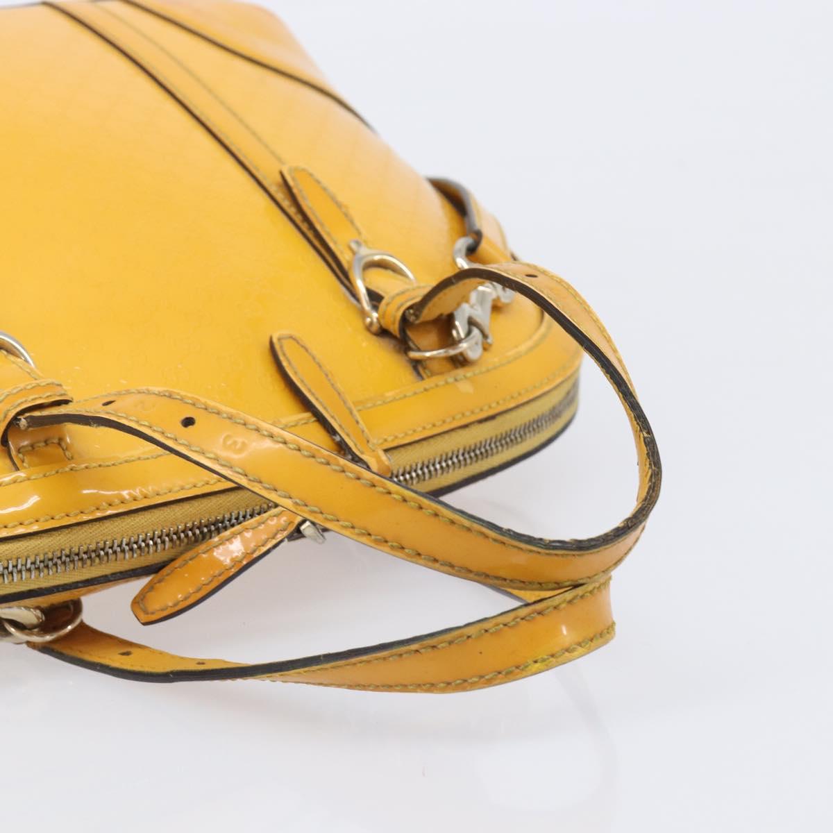 GUCCI Micro GG Hand Bag Patent 2way Yellow Gold Tone 809617 Auth bs37096