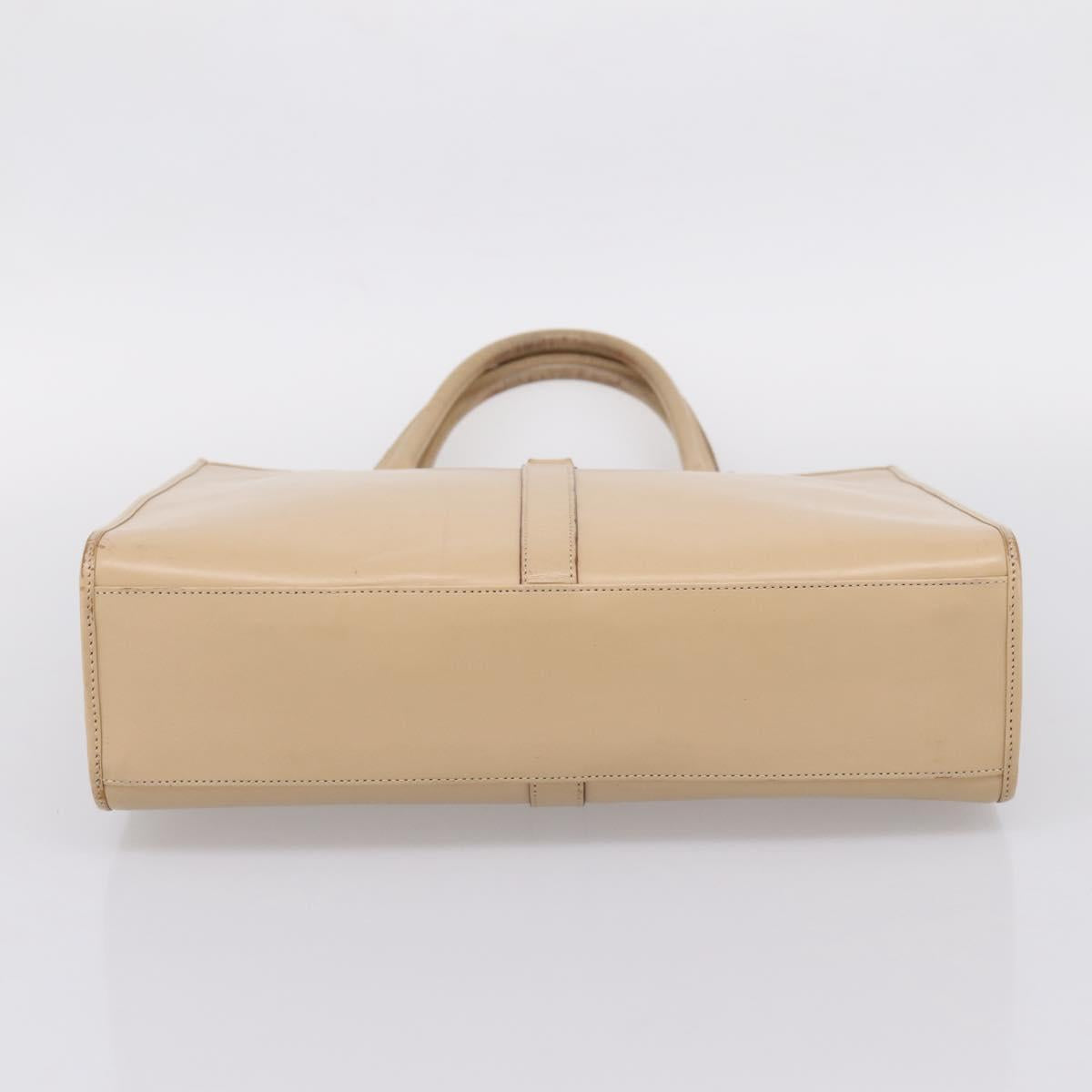 GUCCI Jackie Hand Bag Leather Beige Silver 002 1064 Auth bs37097