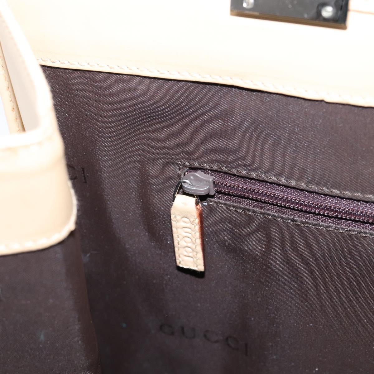 GUCCI Jackie Hand Bag Leather Beige Silver 002 1064 Auth bs37097