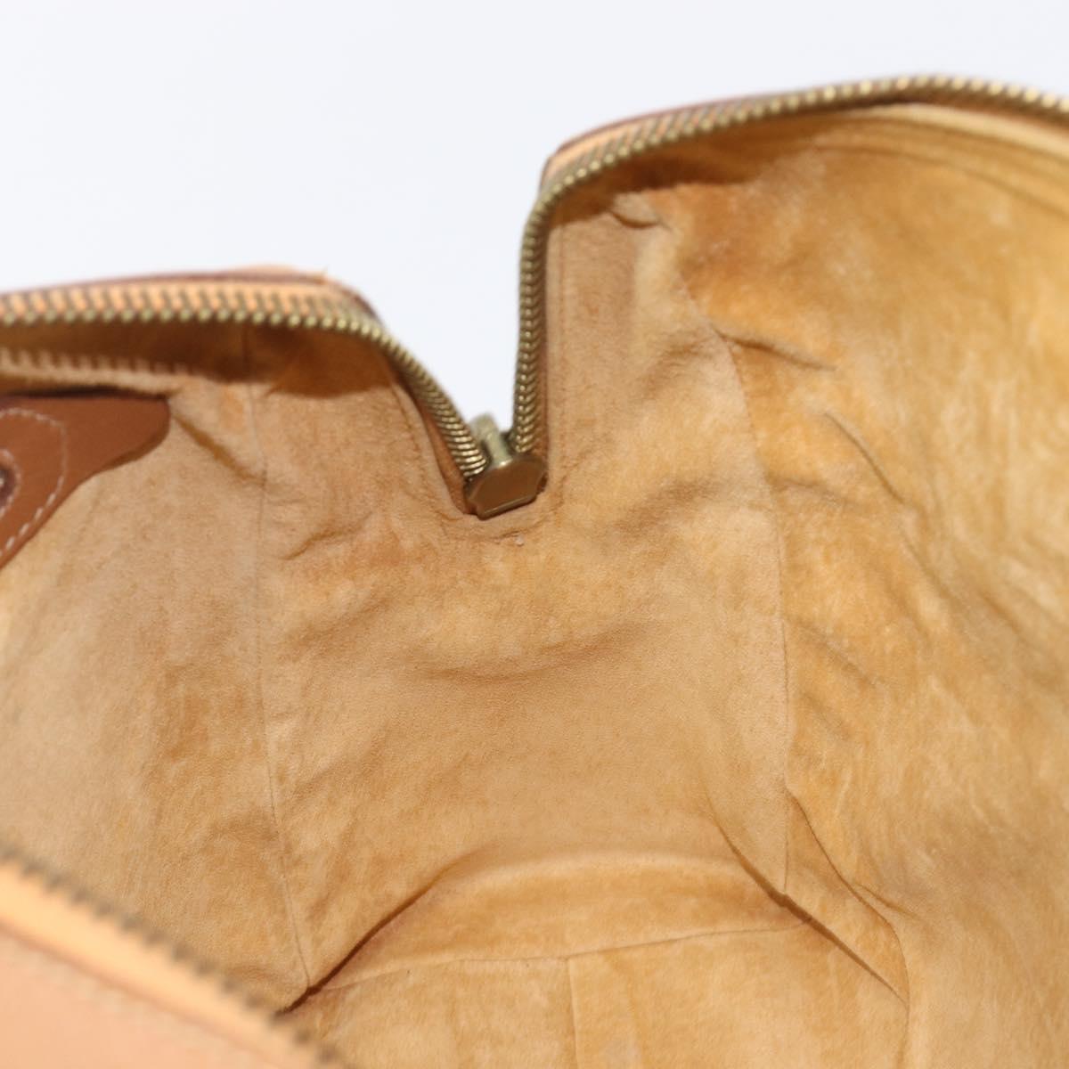 PRADA Hand Bag Leather Brown Gold Tone Auth bs37098
