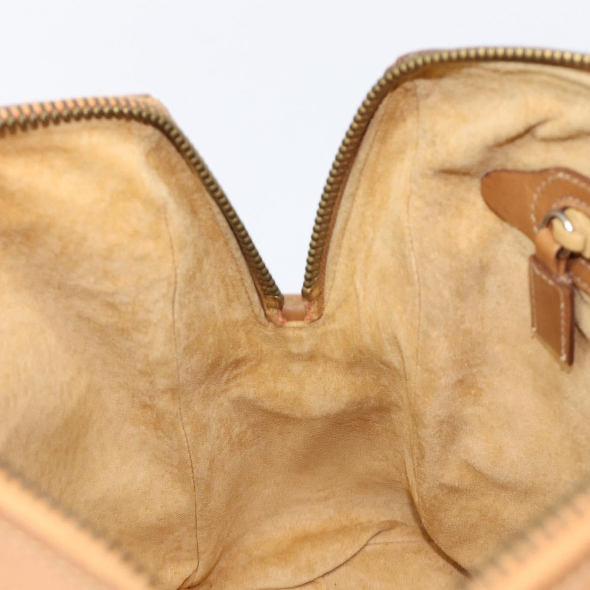 PRADA Hand Bag Leather Brown Gold Tone Auth bs37098