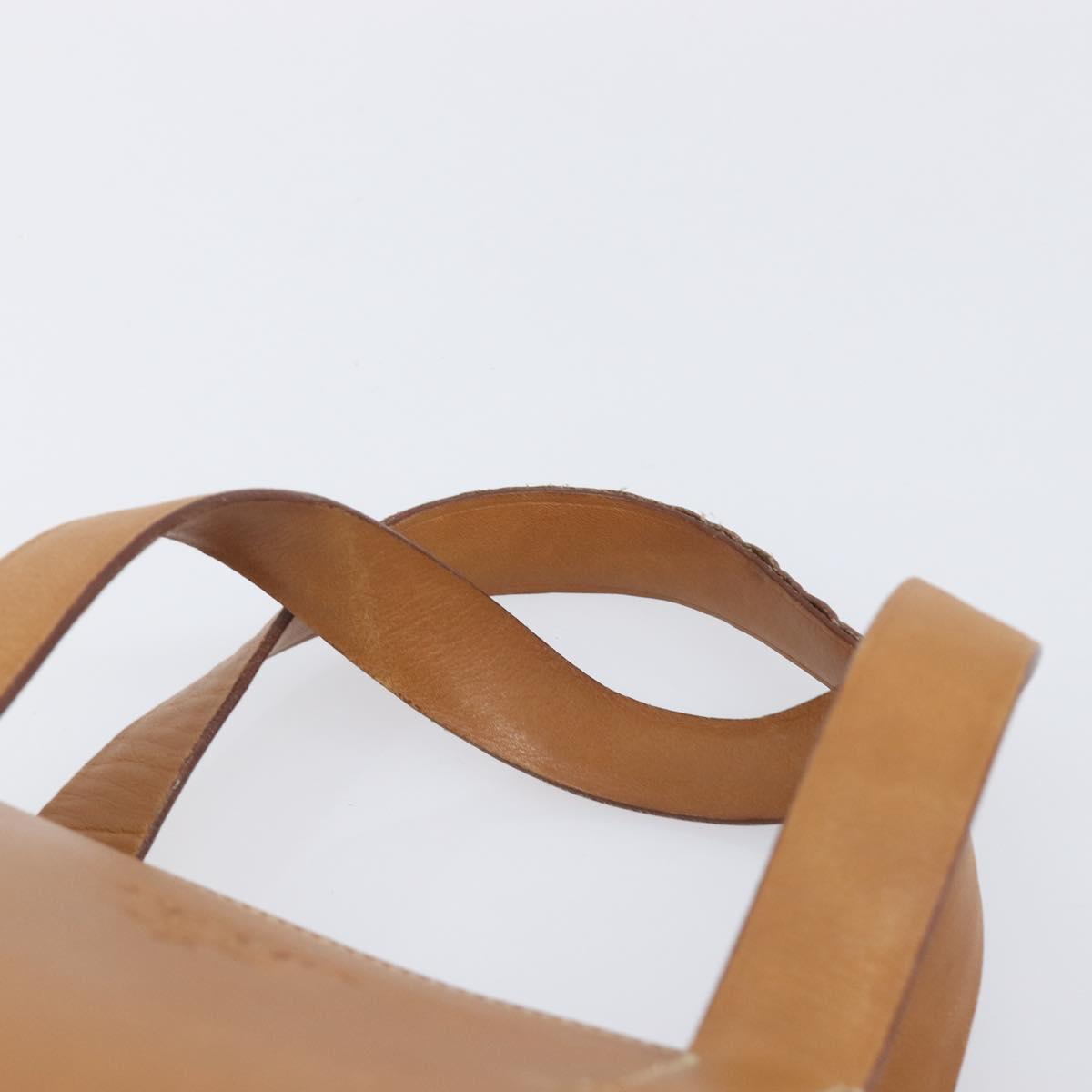 PRADA Hand Bag Leather Brown Gold Tone Auth bs37098