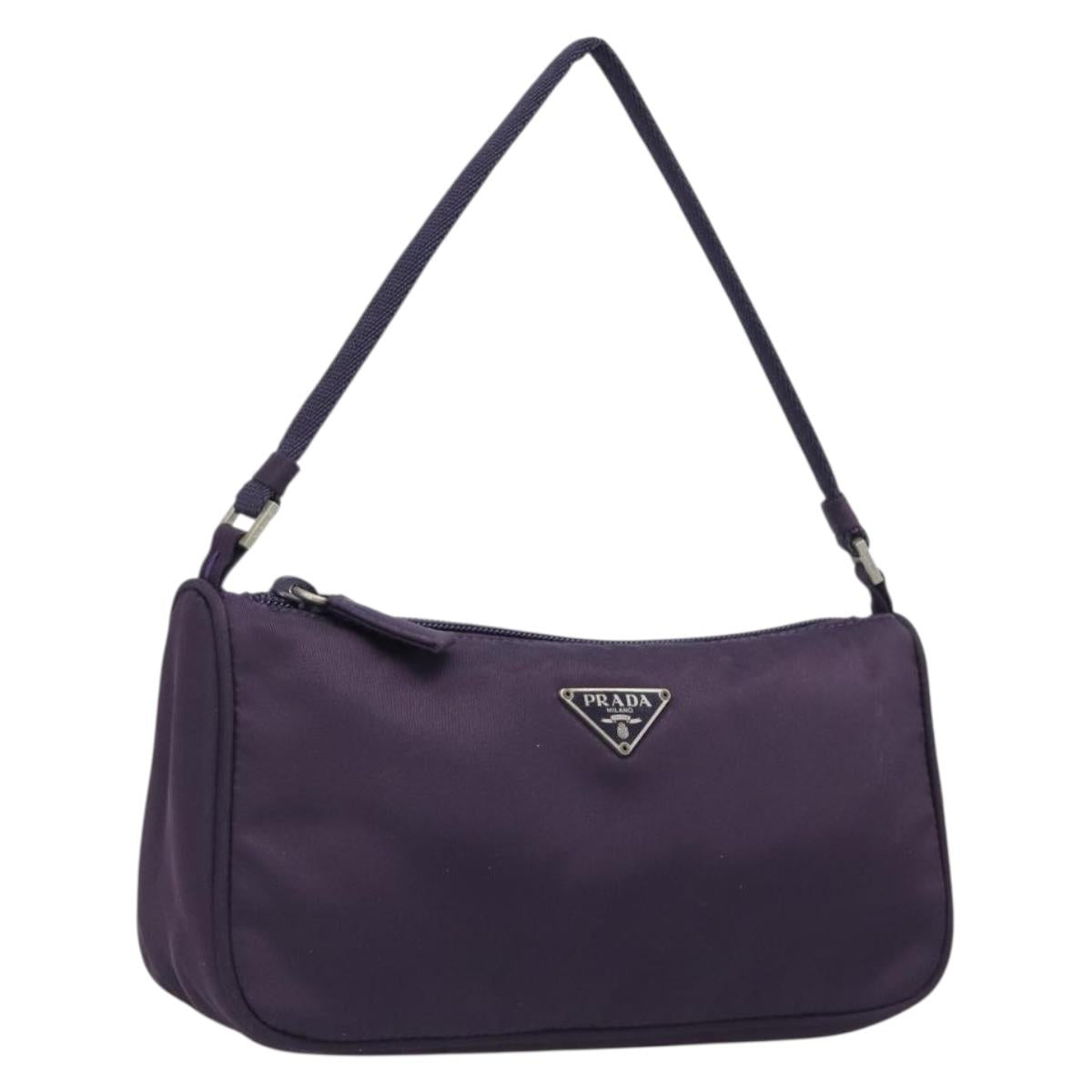 PRADA Accessory Pouch Nylon Purple Silver Auth bs37099