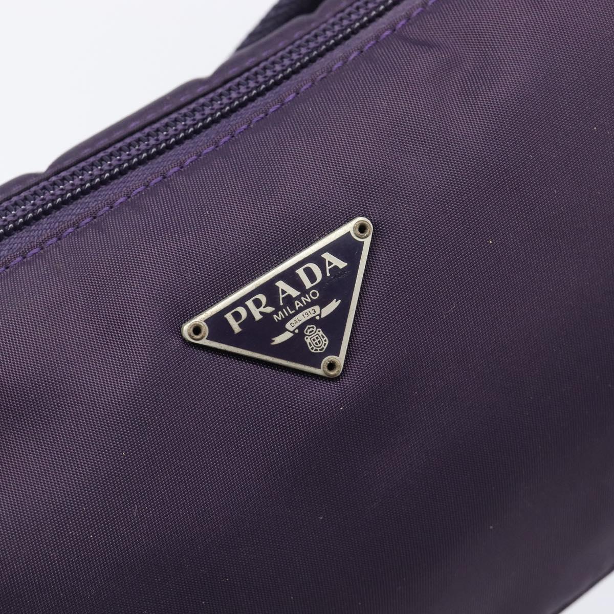 PRADA Accessory Pouch Nylon Purple Silver Auth bs37099
