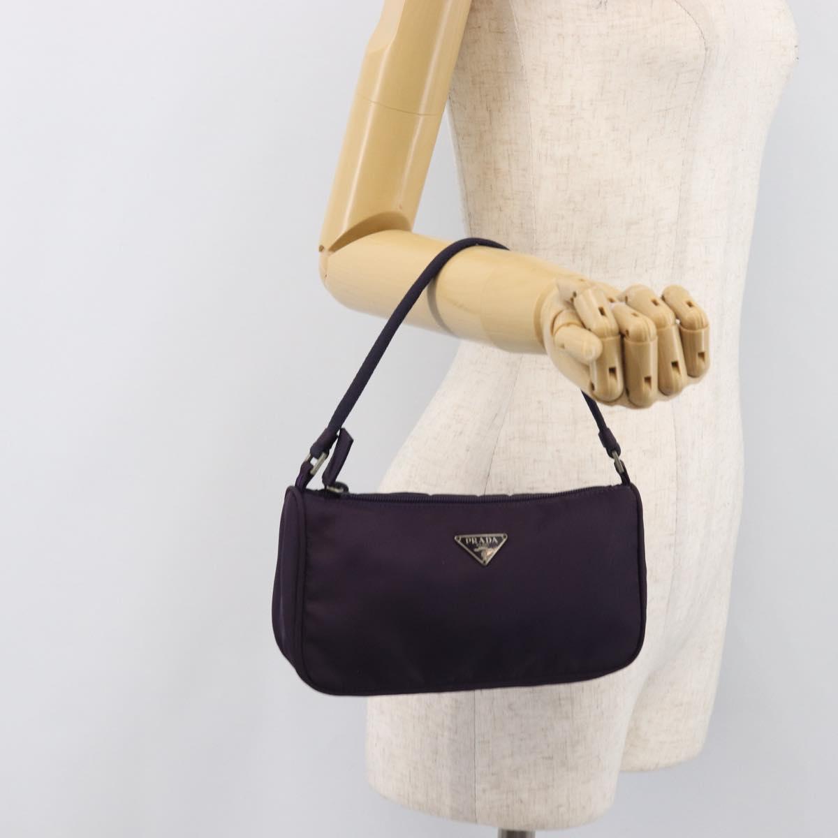 PRADA Accessory Pouch Nylon Purple Silver Auth bs37099