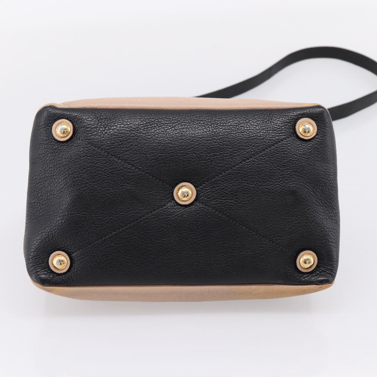 Miu Miu Hand Bag Leather 2way Beige Gold Tone Auth bs37100