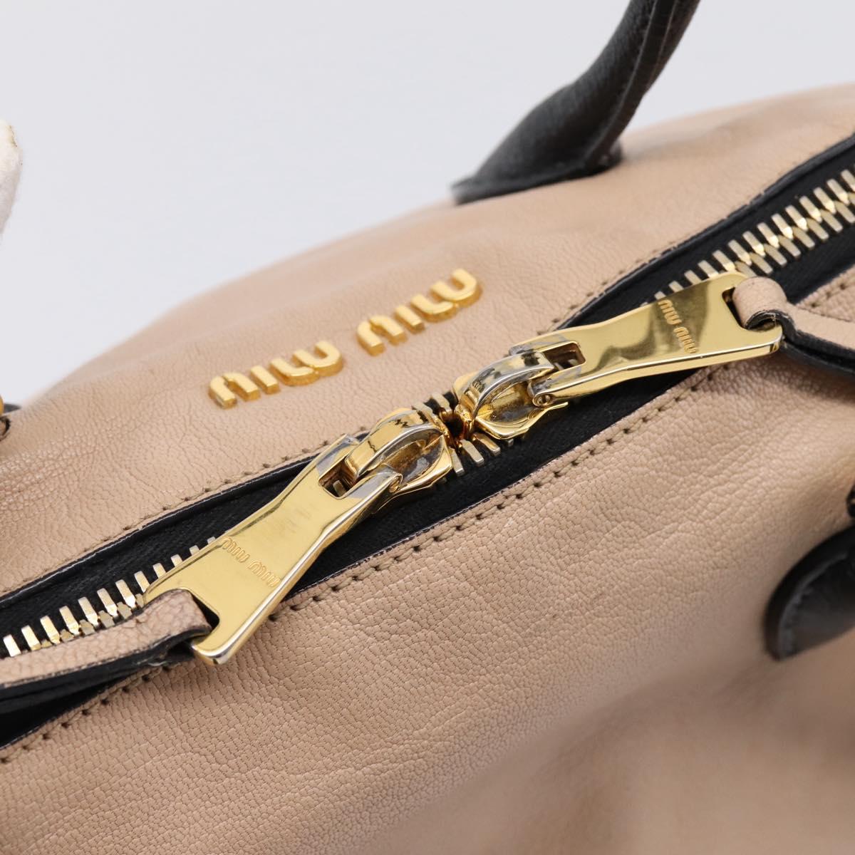 Miu Miu Hand Bag Leather 2way Beige Gold Tone Auth bs37100